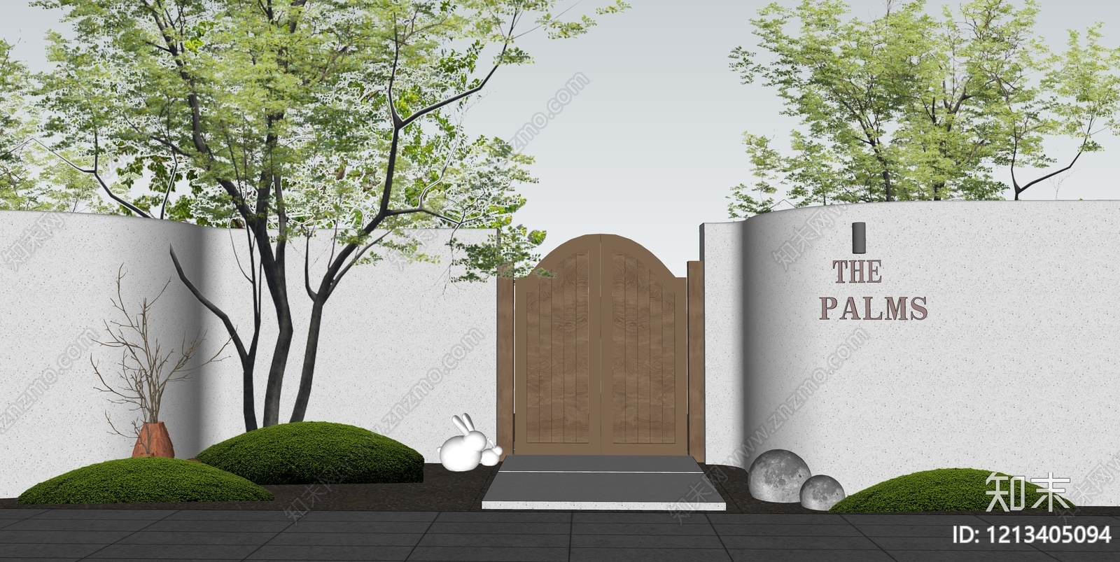 新中式入口大门SU模型下载【ID:1213405094】