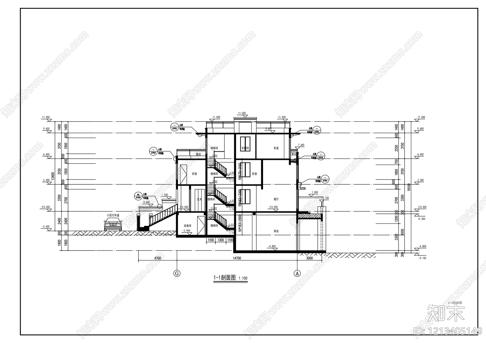 现代别墅建筑cad施工图下载【ID:1213405149】