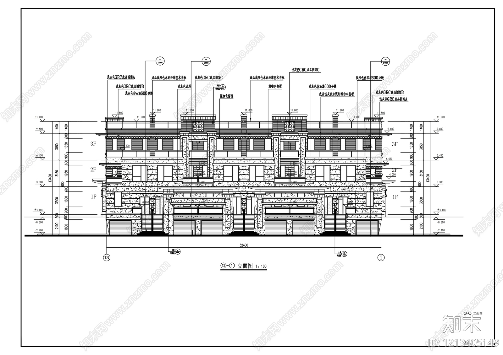 现代别墅建筑cad施工图下载【ID:1213405149】