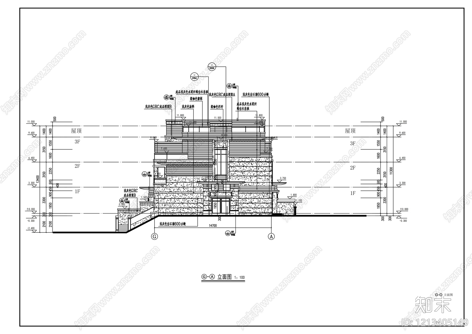 现代别墅建筑cad施工图下载【ID:1213405149】