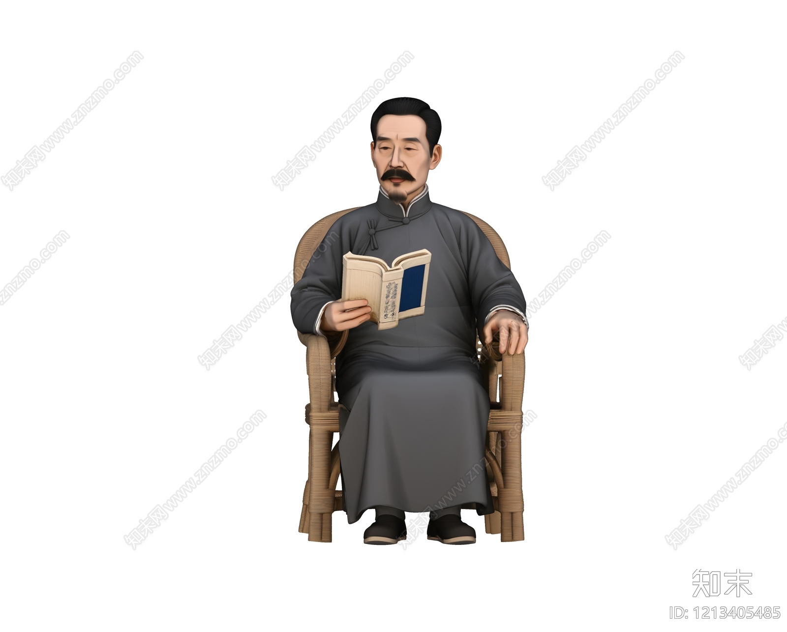 新中式男人SU模型下载【ID:1213405485】
