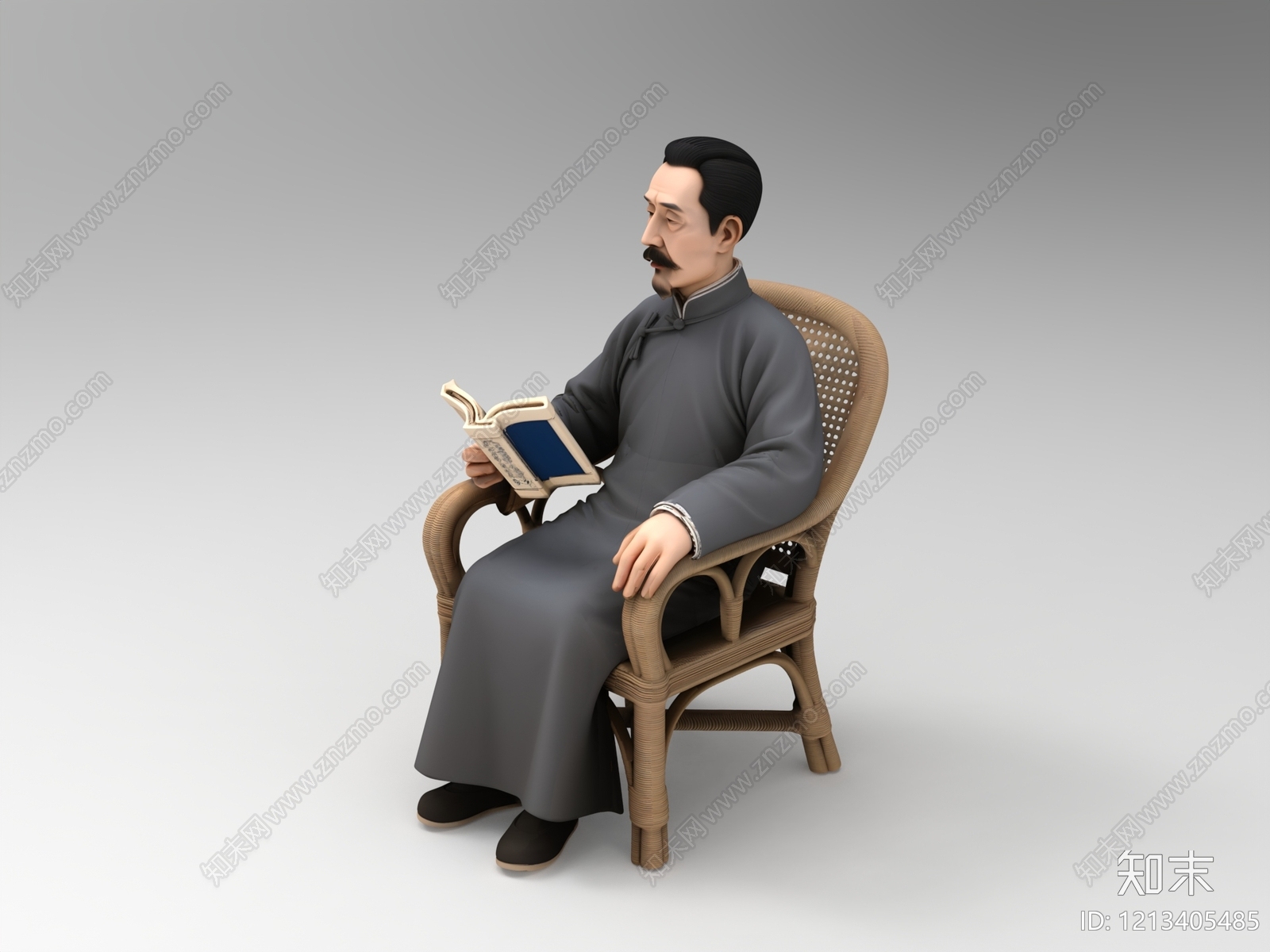 新中式男人SU模型下载【ID:1213405485】