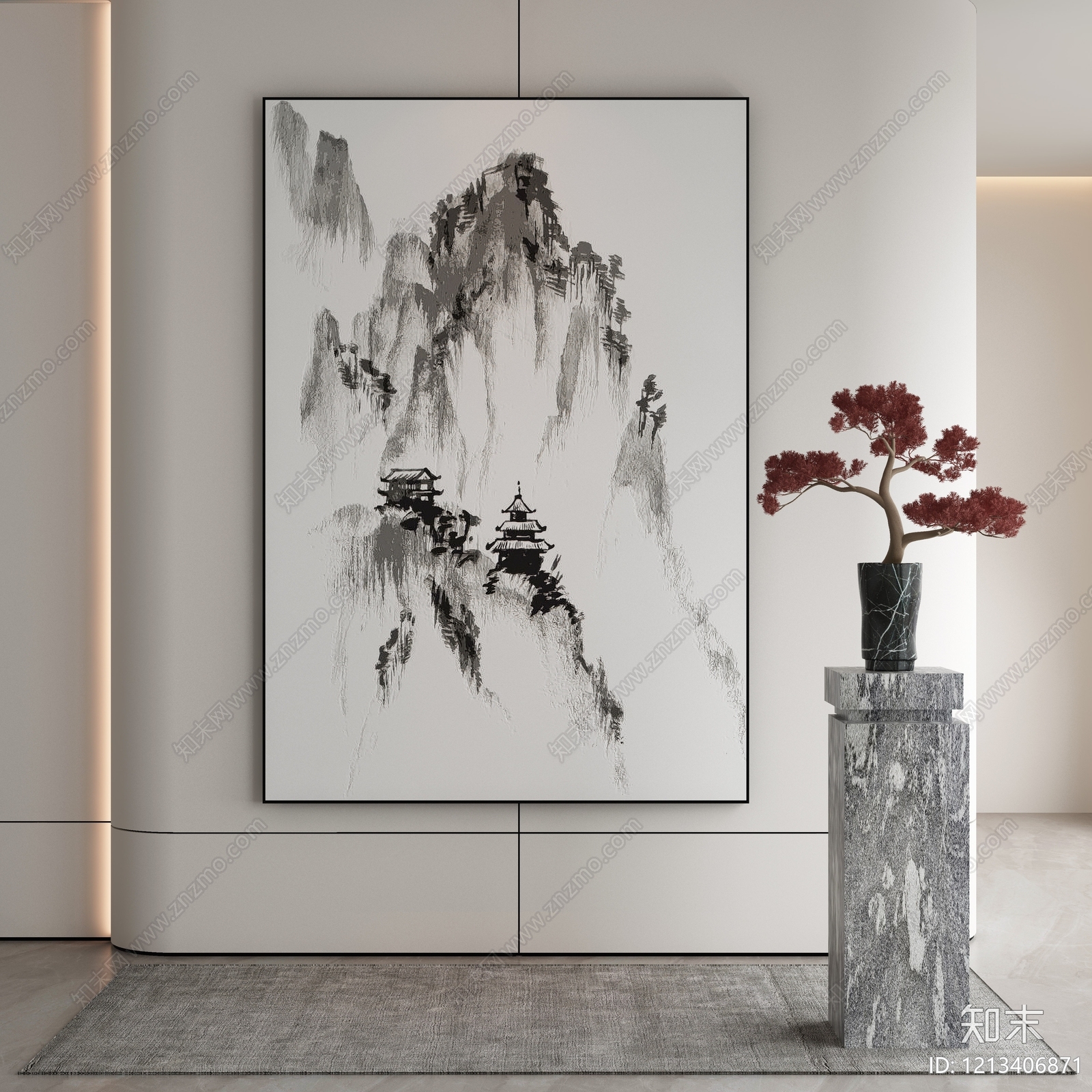 新中式挂画3D模型下载【ID:1213406871】