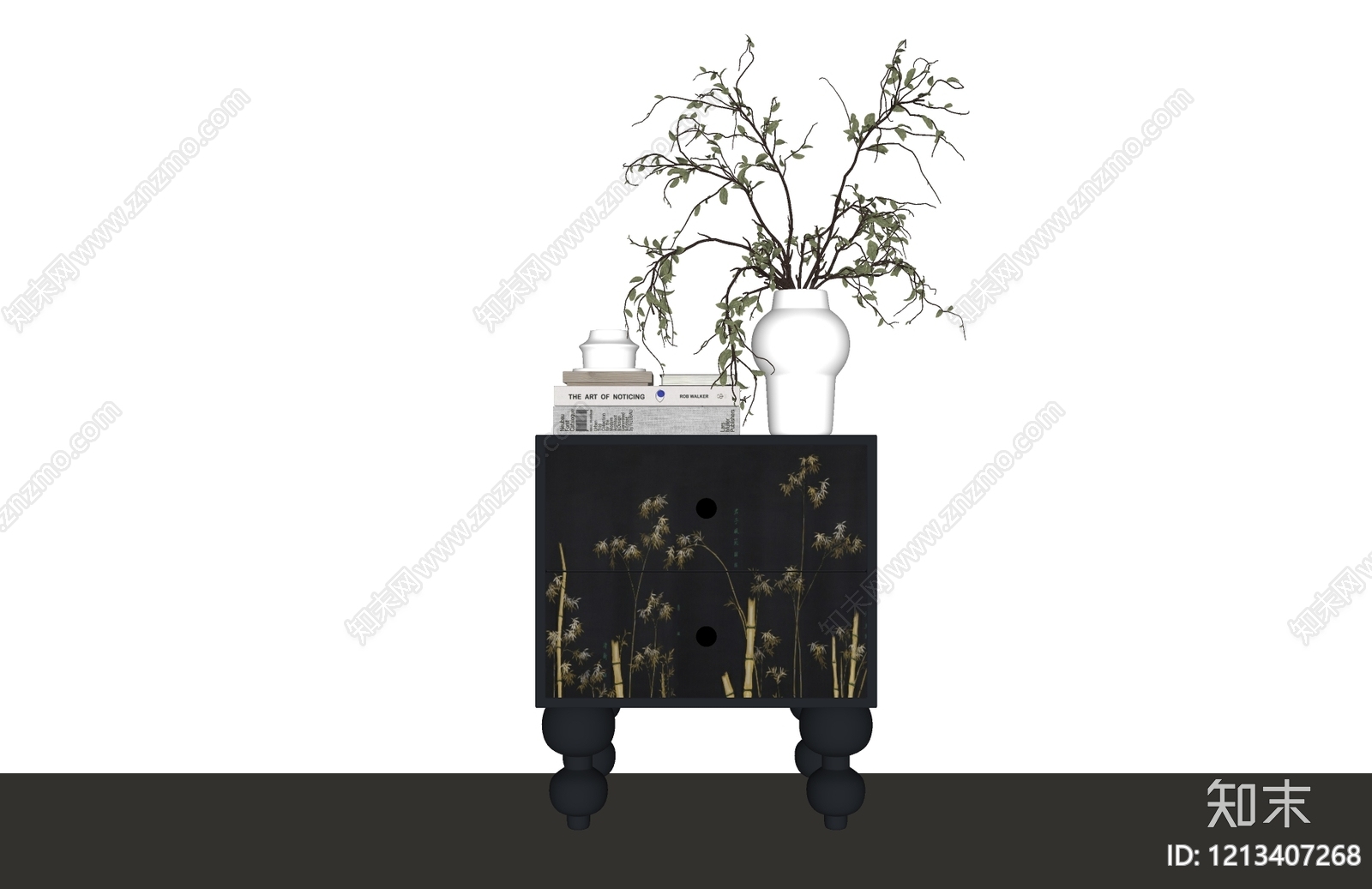 新中式床头柜SU模型下载【ID:1213407268】