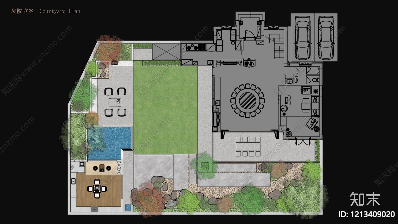 现代禅意庭院景观下载【ID:1213409020】