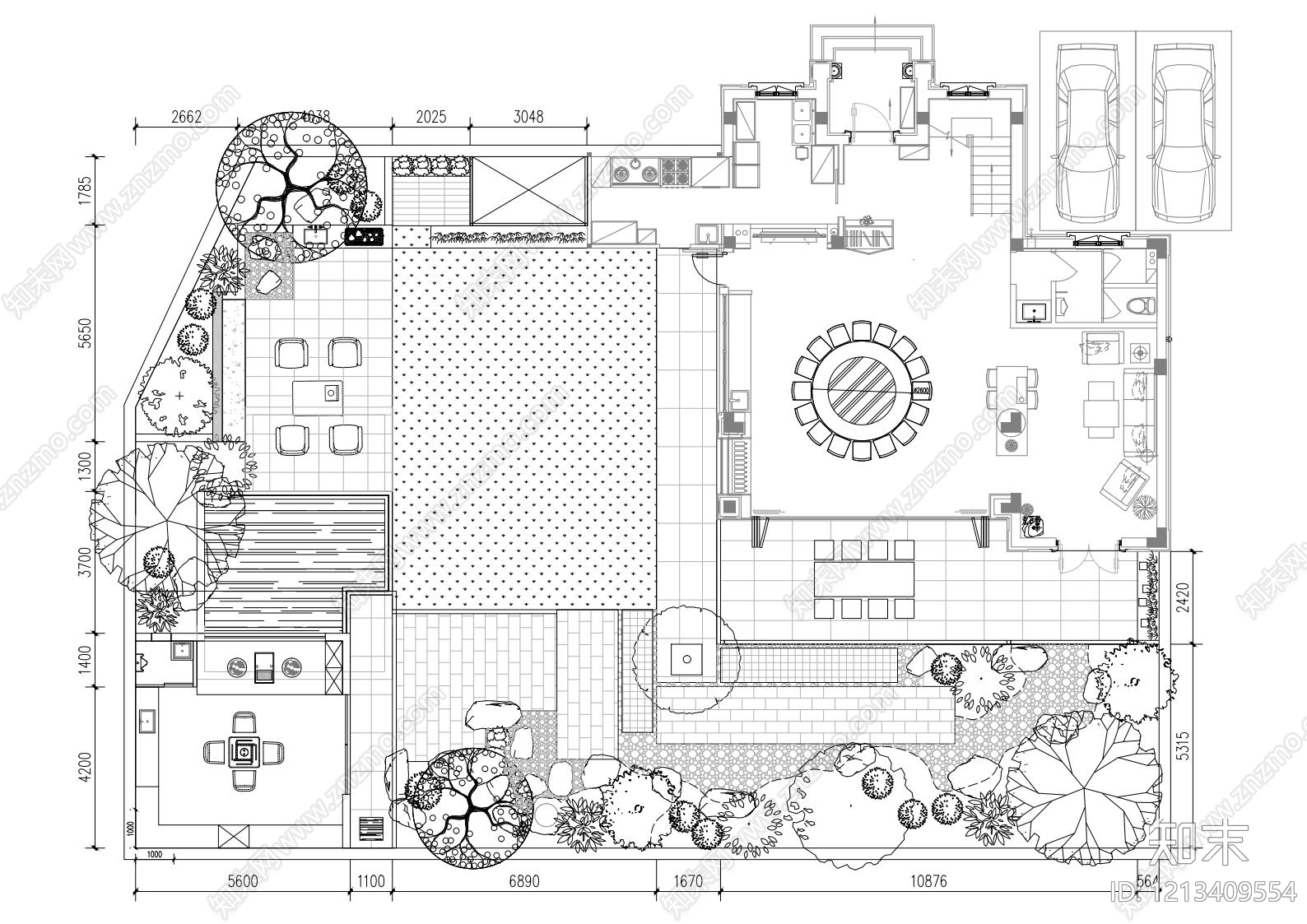 现代禅意庭院cad施工图下载【ID:1213409554】