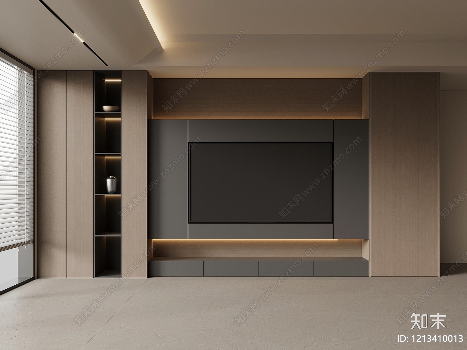极简电视背景墙3D模型下载【ID:1213410013】