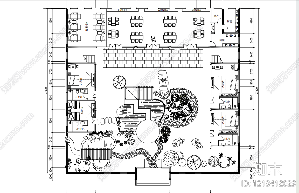 现代民宿建筑施工图下载【ID:1213412029】