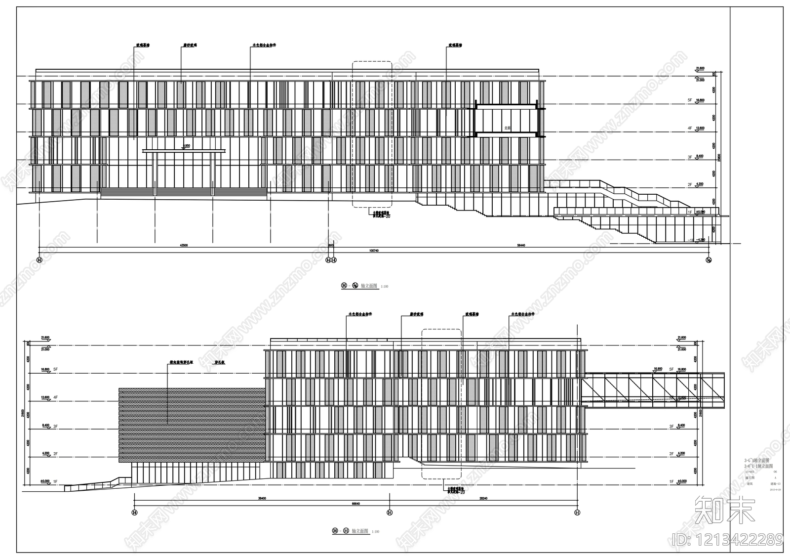 现代办公楼建筑cad施工图下载【ID:1213422289】