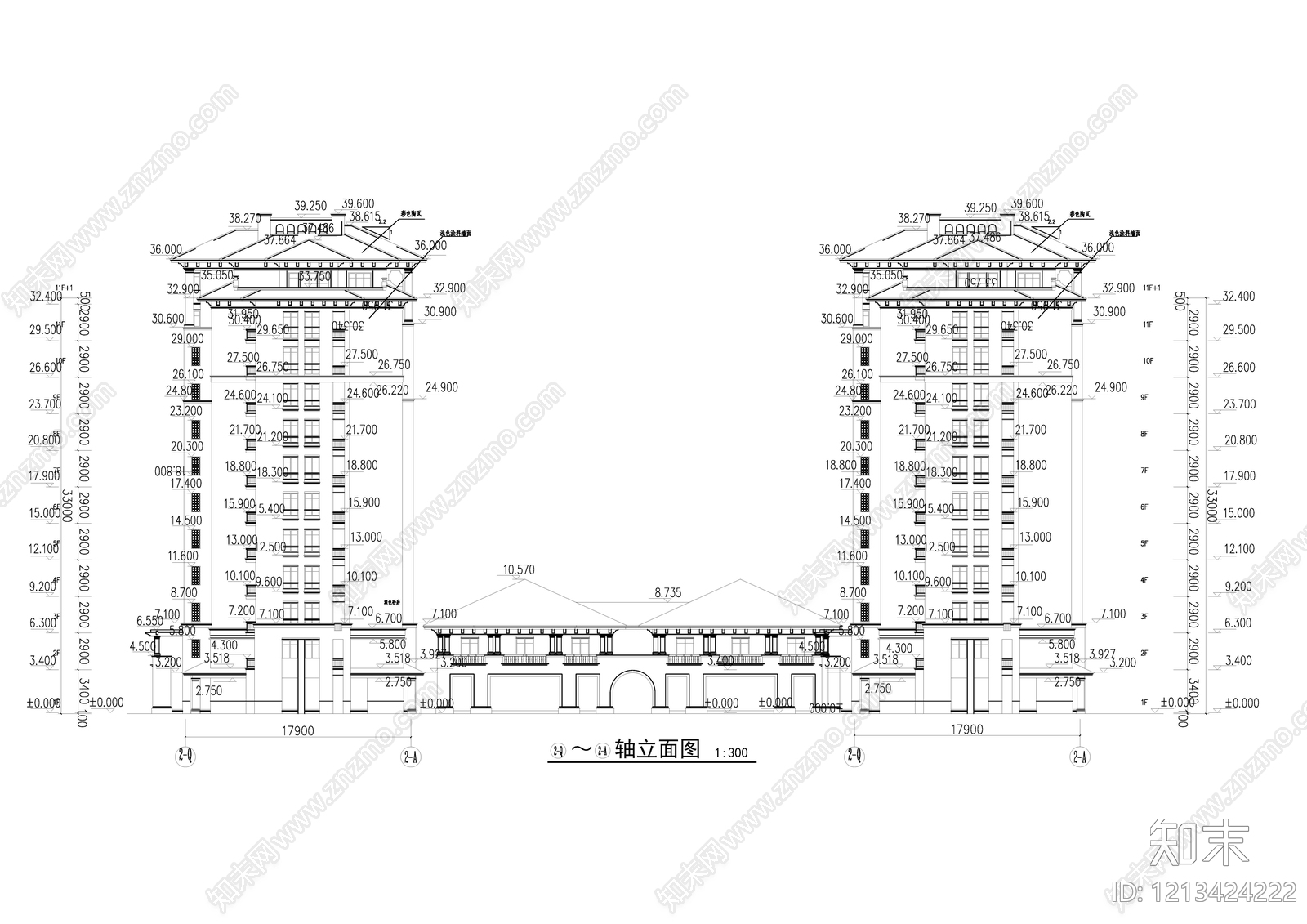 欧式住宅楼建筑cad施工图下载【ID:1213424222】