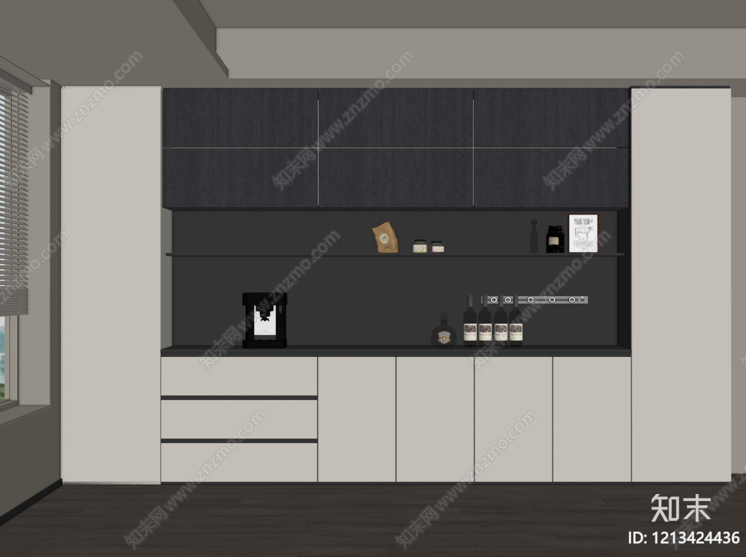 现代简约餐边柜SU模型下载【ID:1213424436】