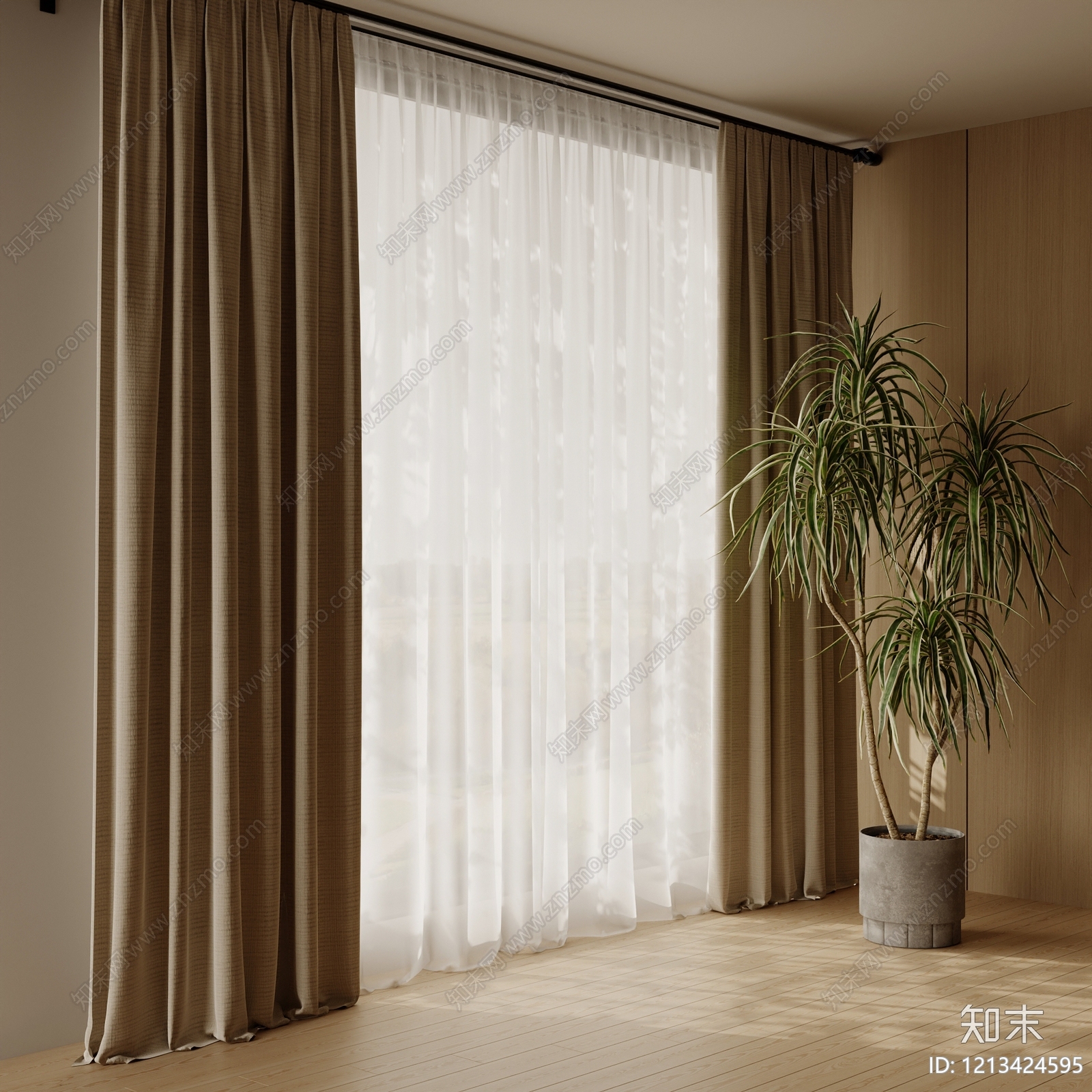 现代窗帘SU模型下载【ID:1213424595】
