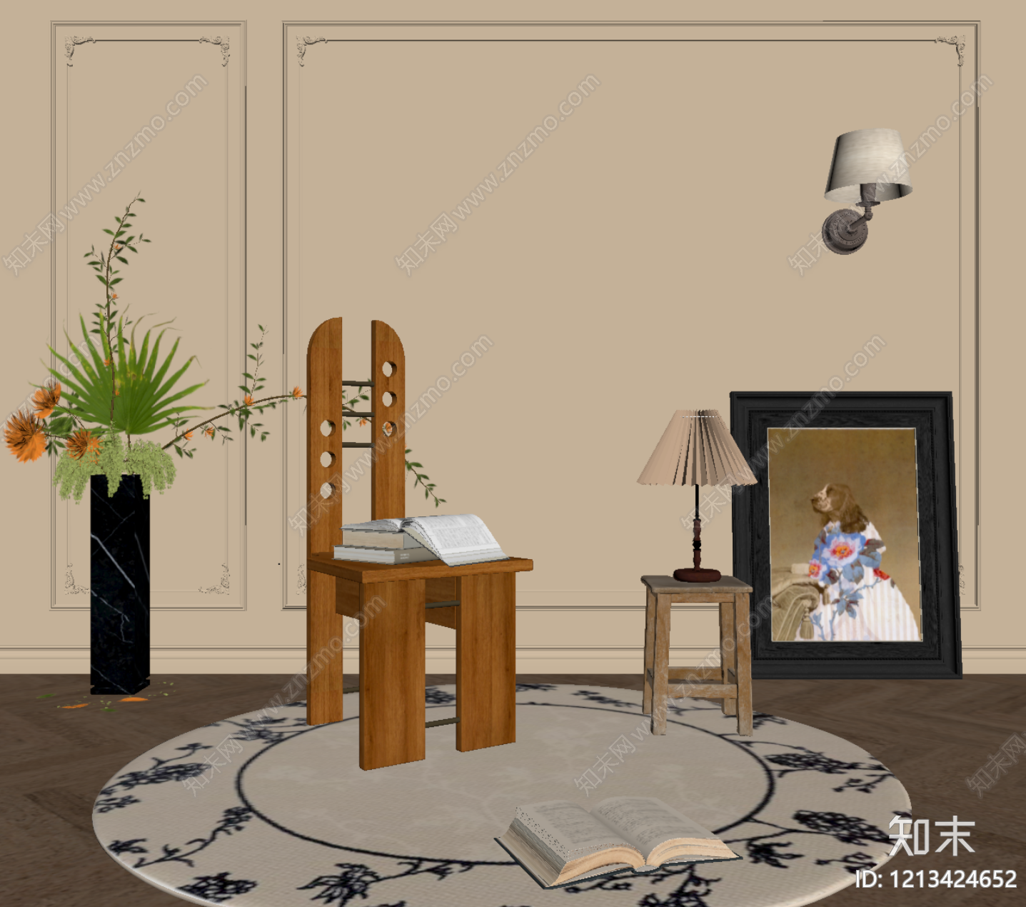 法式休闲椅SU模型下载【ID:1213424652】