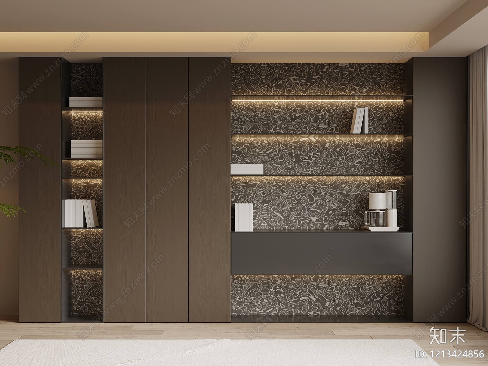 现代餐边柜SU模型下载【ID:1213424856】