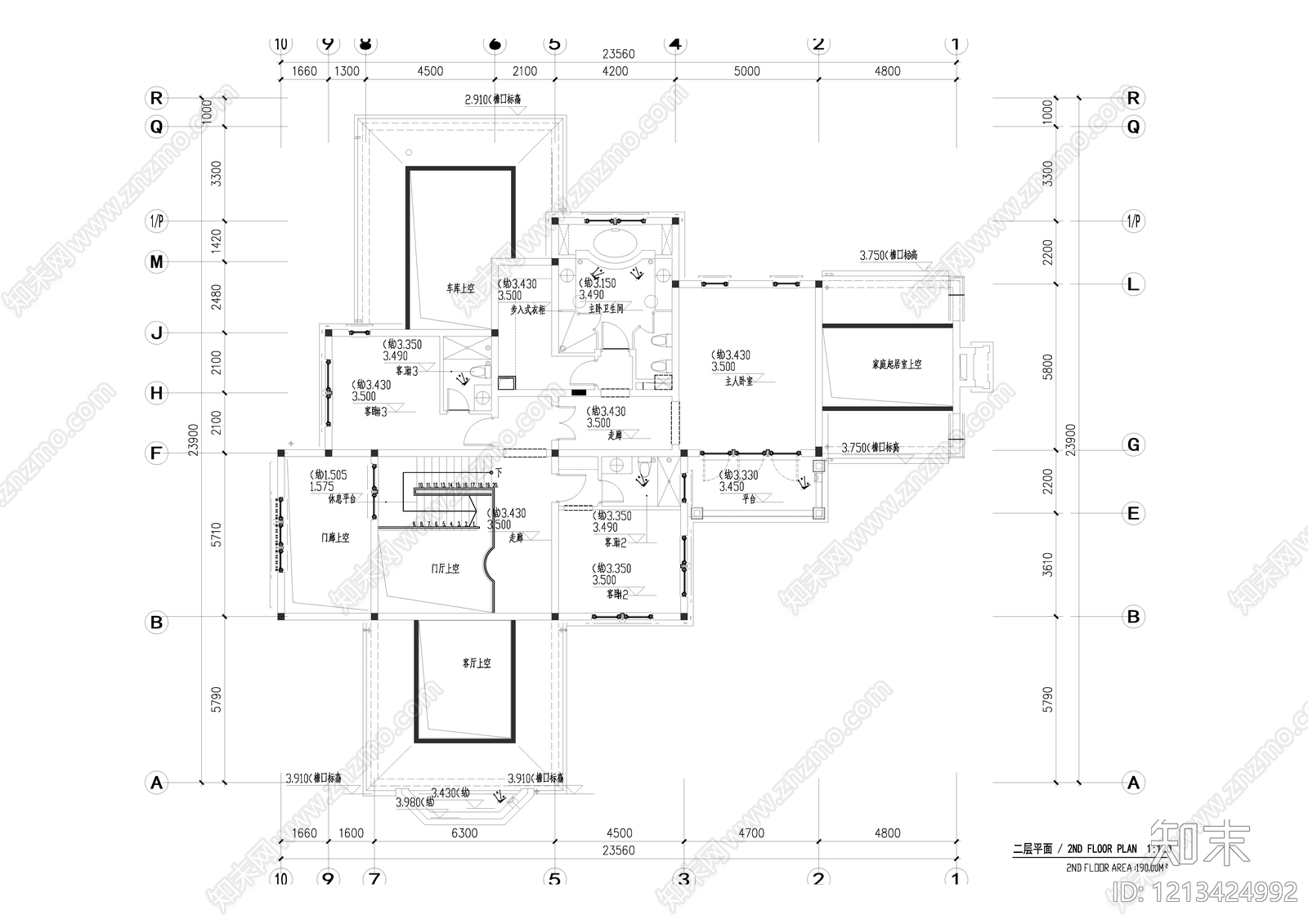 欧式别墅建筑cad施工图下载【ID:1213424992】