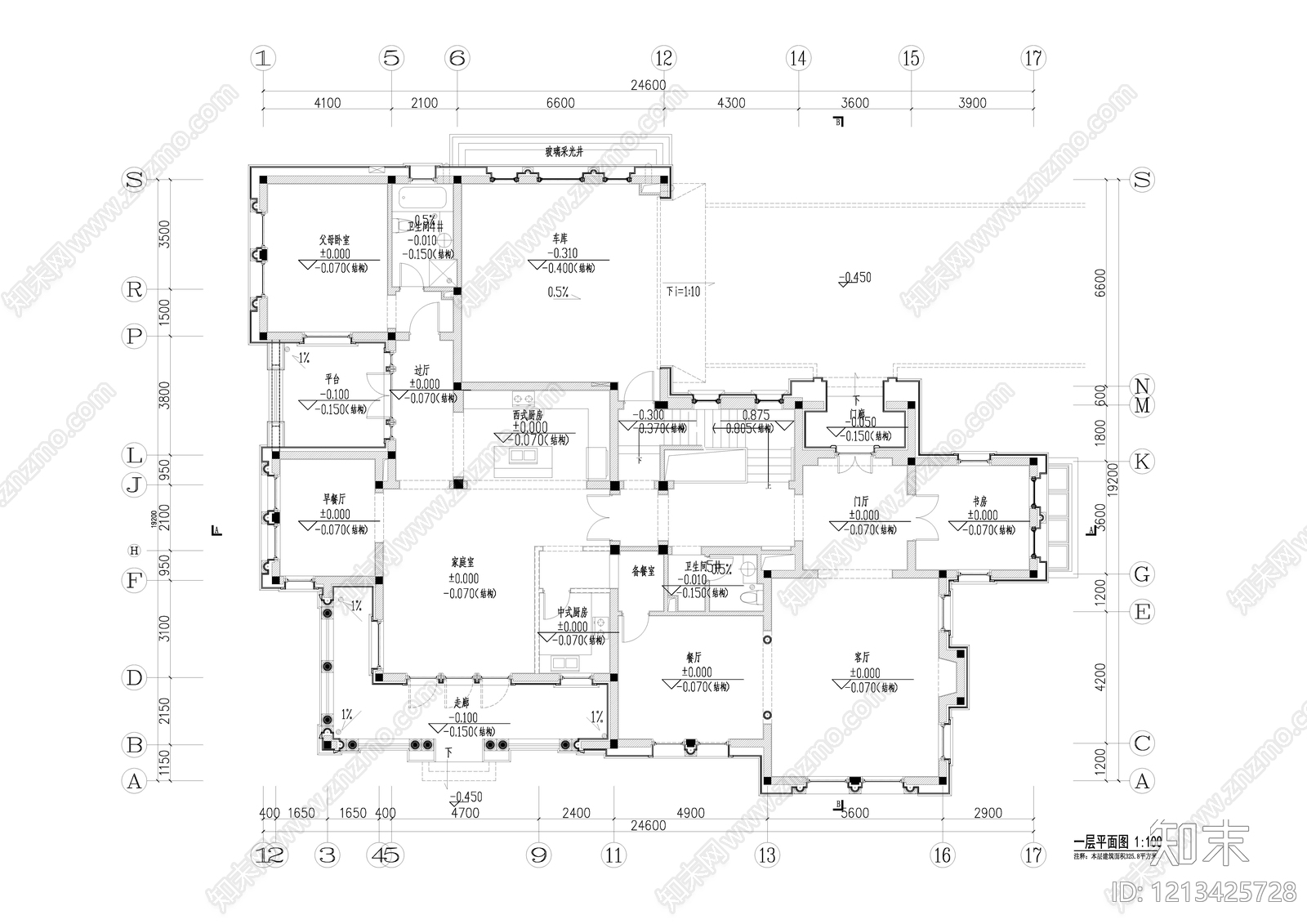 欧式别墅建筑cad施工图下载【ID:1213425728】
