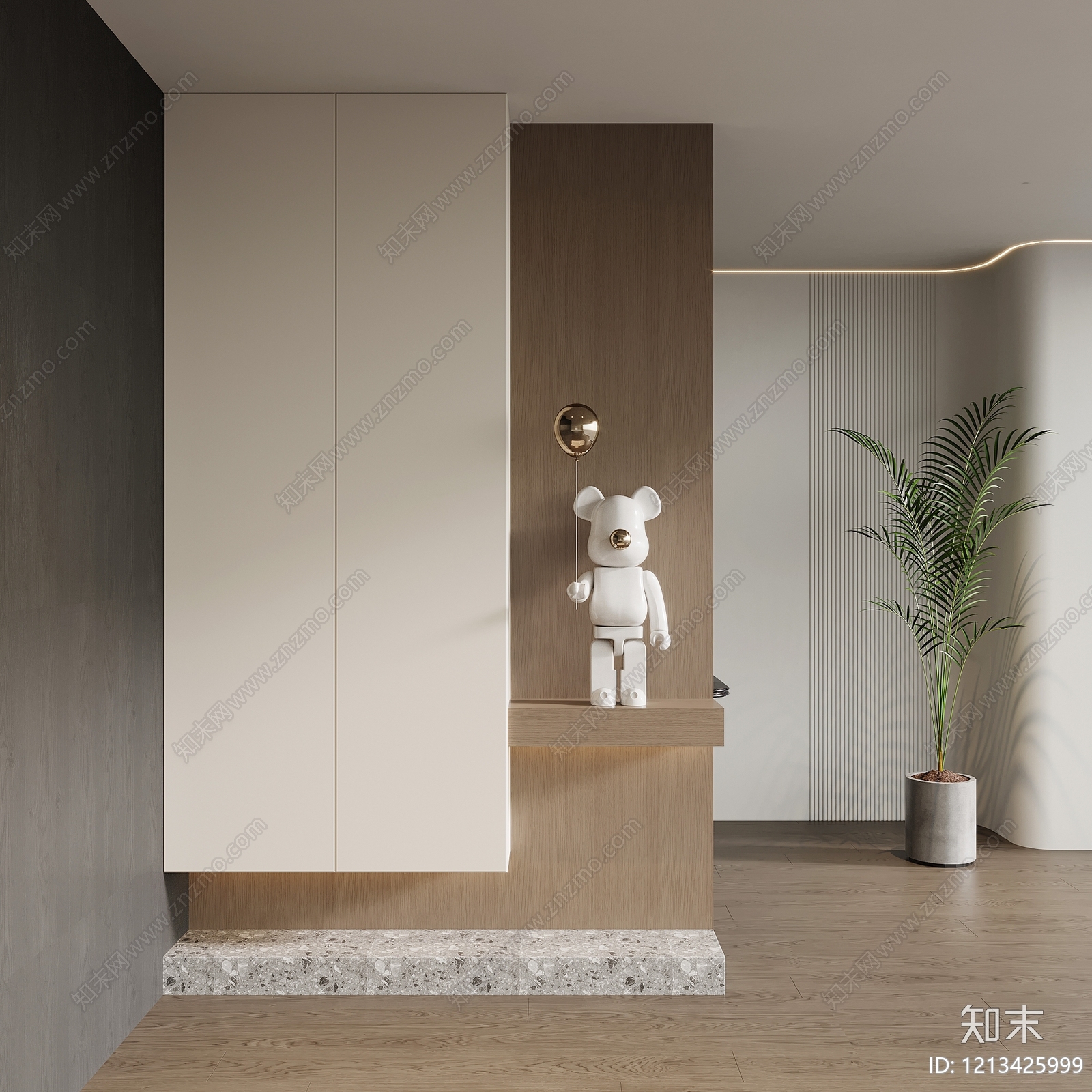 奶油风玄关3D模型下载【ID:1213425999】