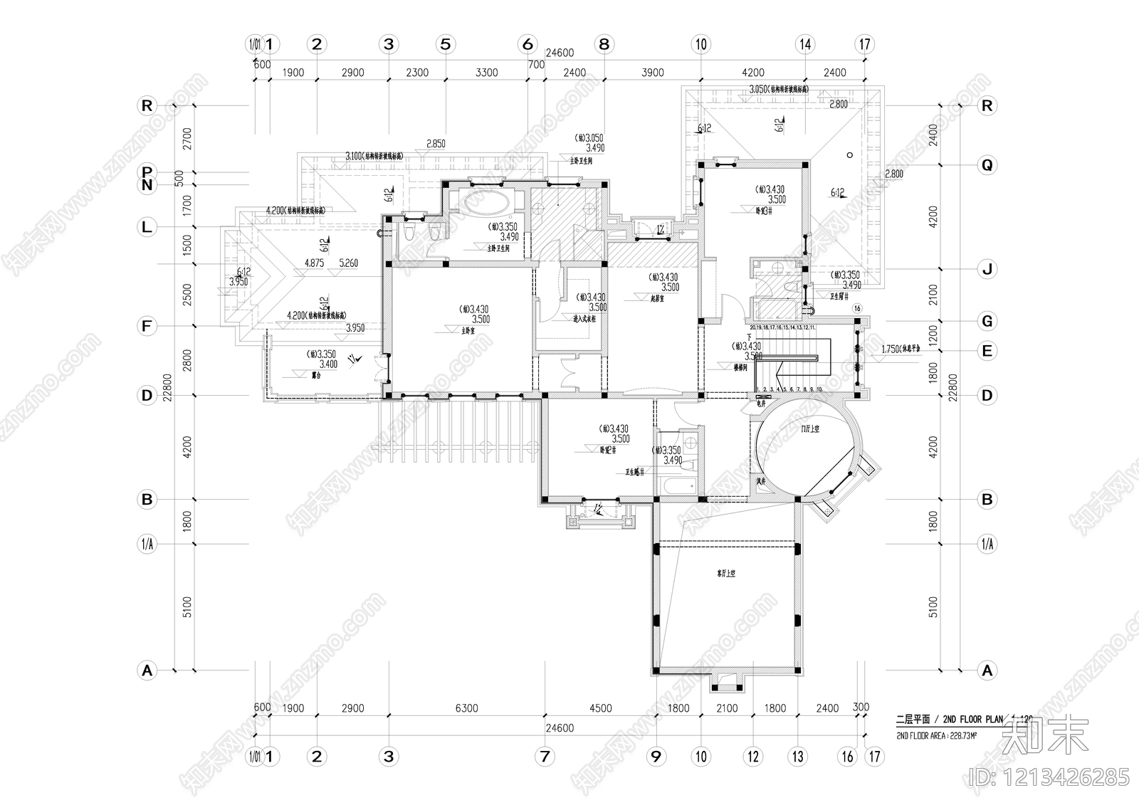 欧式别墅建筑cad施工图下载【ID:1213426285】