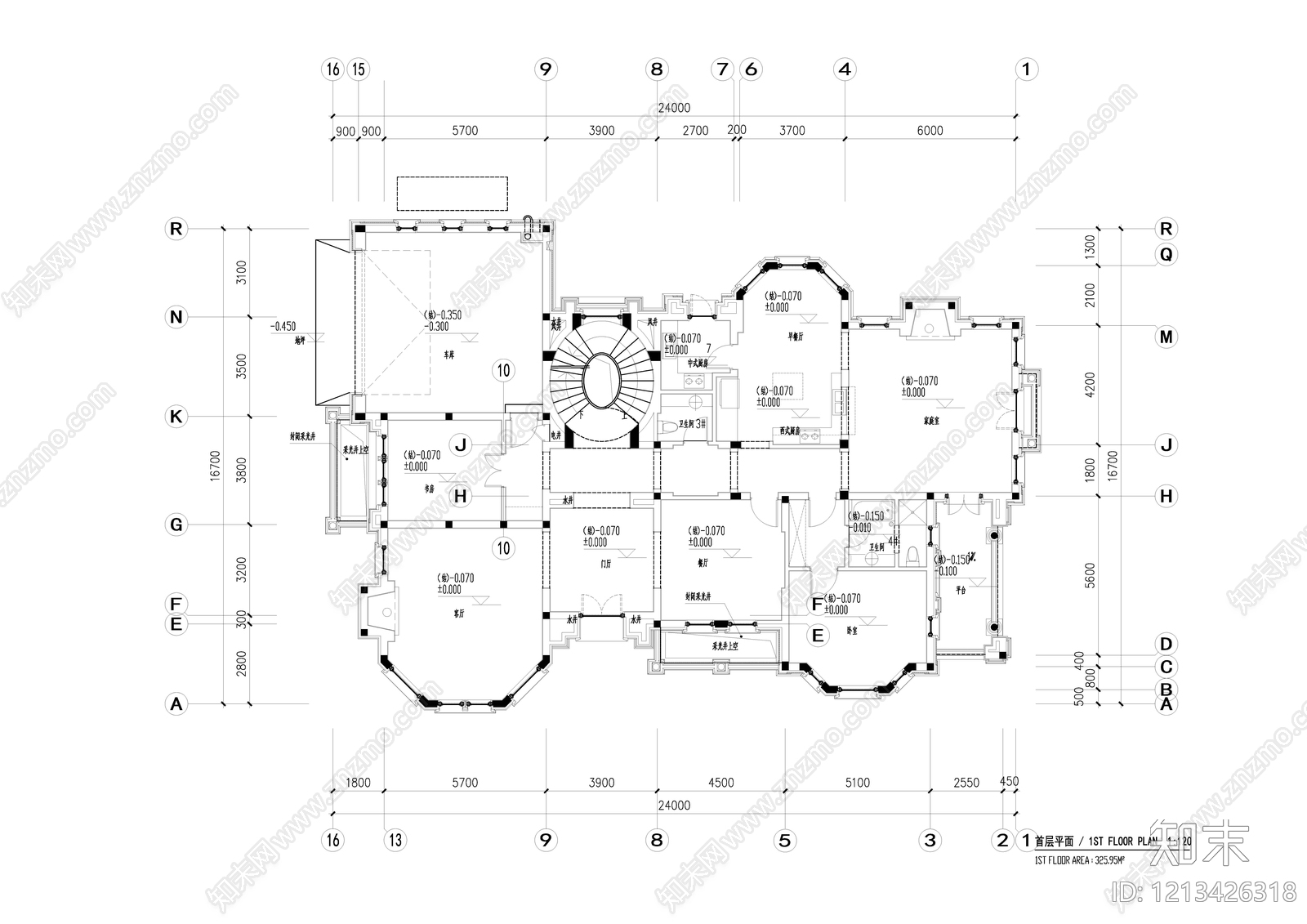 欧式别墅建筑cad施工图下载【ID:1213426318】