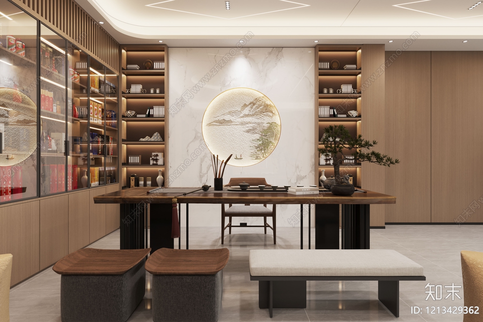 新中式接待室3D模型下载【ID:1213429362】