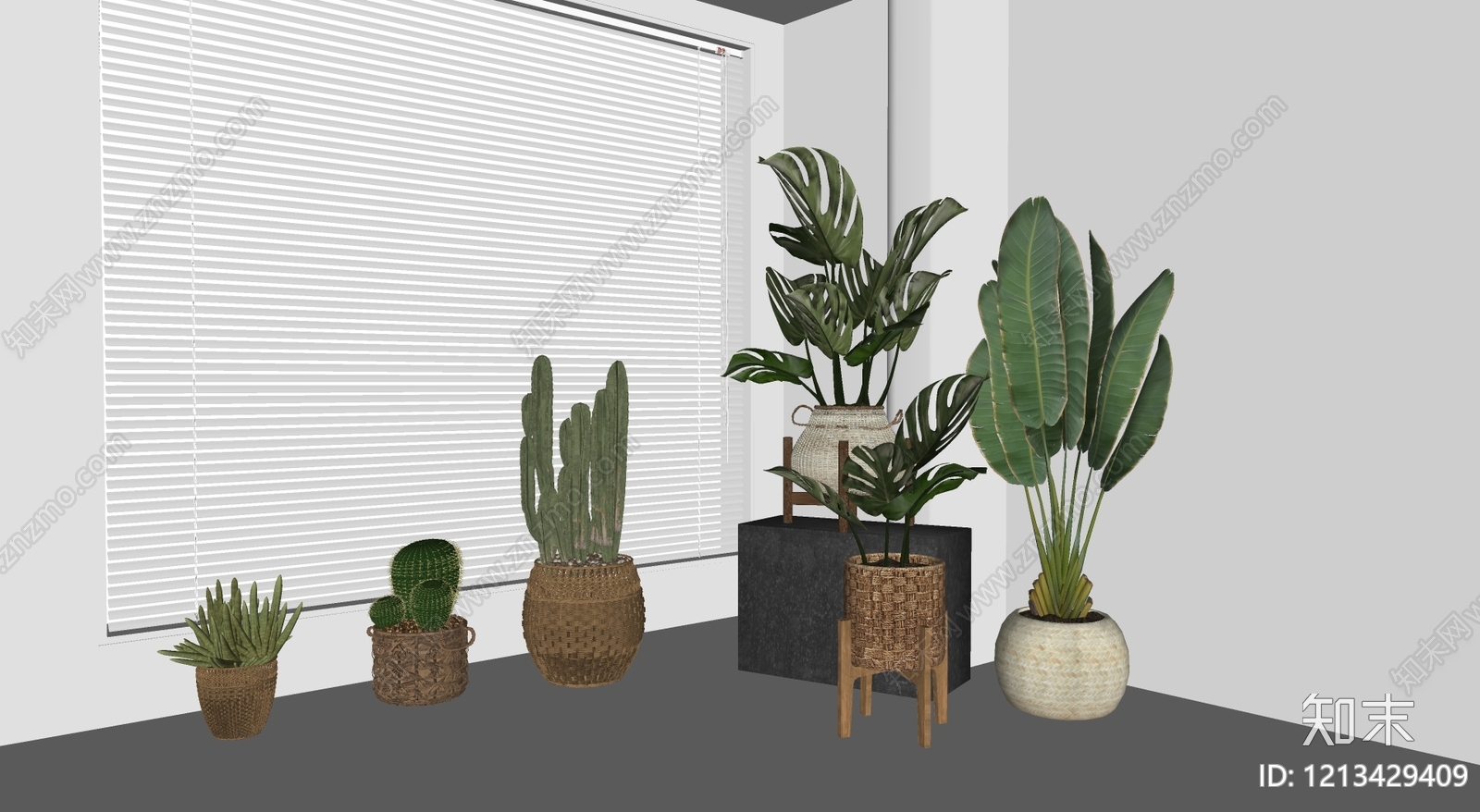 极简盆栽SU模型下载【ID:1213429409】