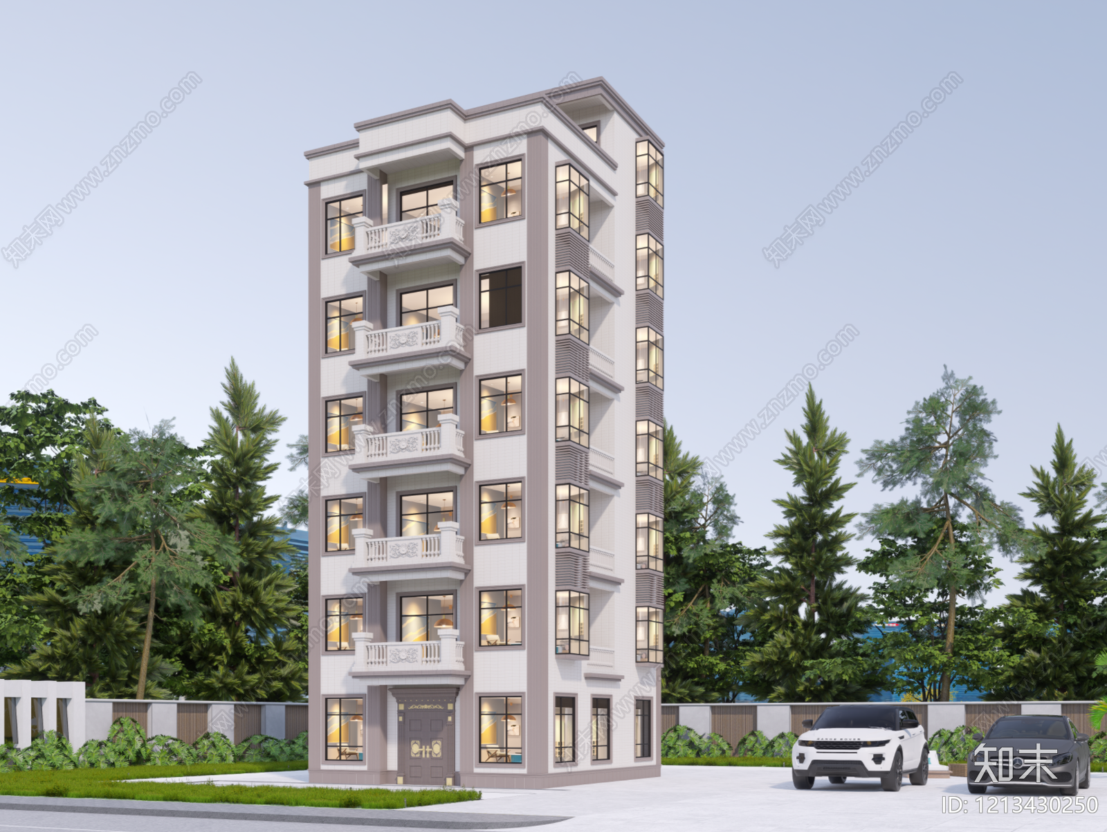 现代欧式多层住宅SU模型下载【ID:1213430250】