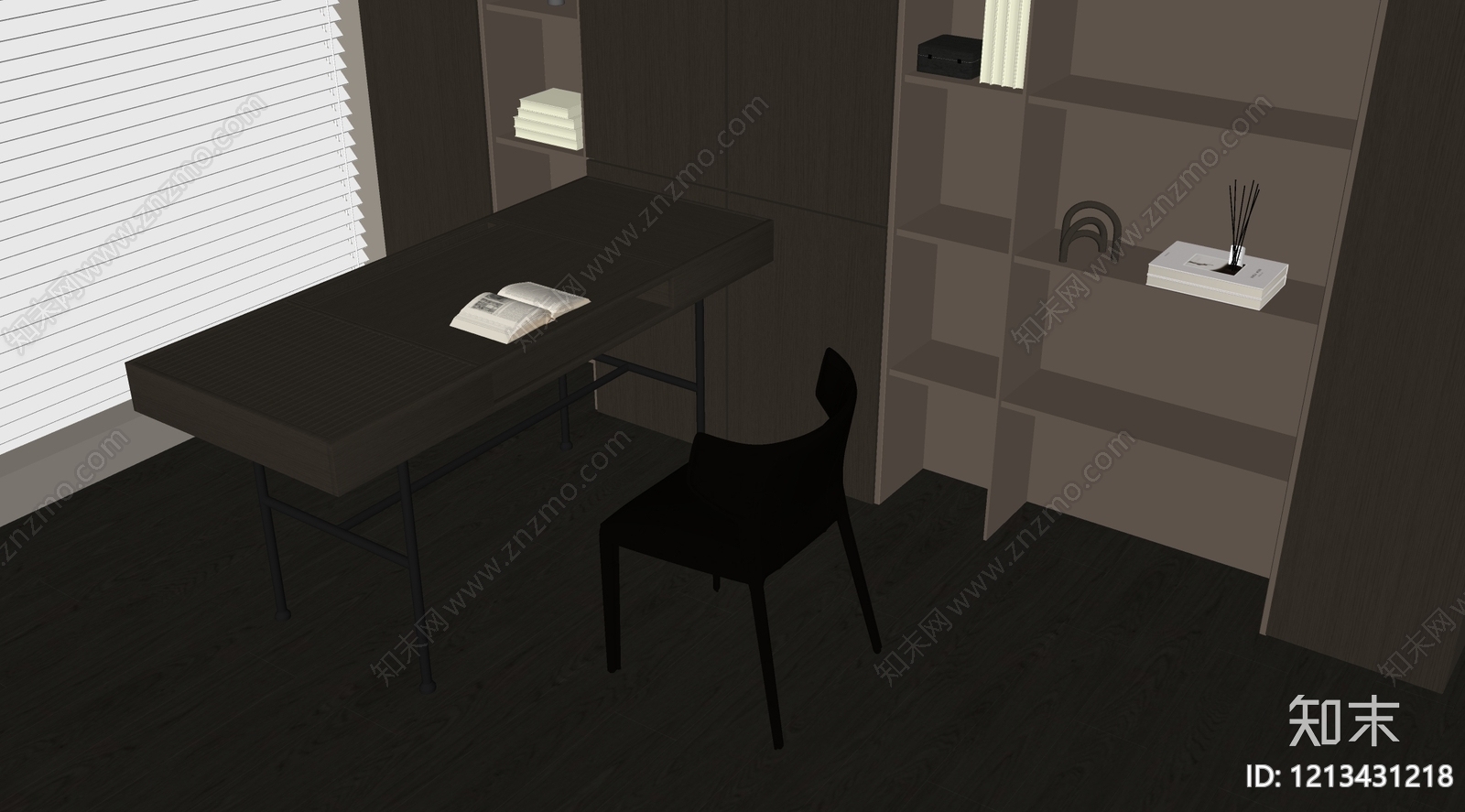 现代简约书房SU模型下载【ID:1213431218】