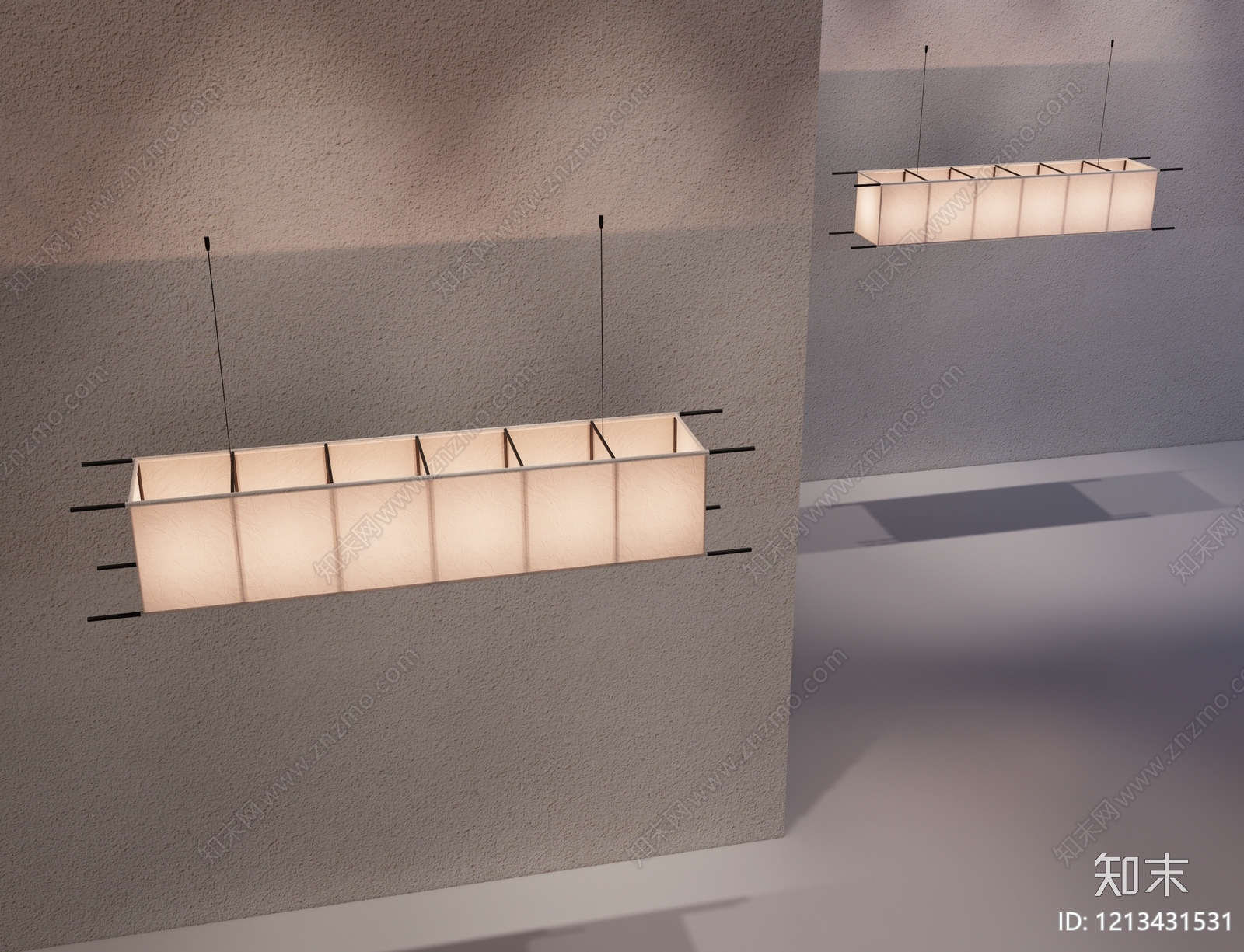 日式长条吊灯SU模型下载【ID:1213431531】