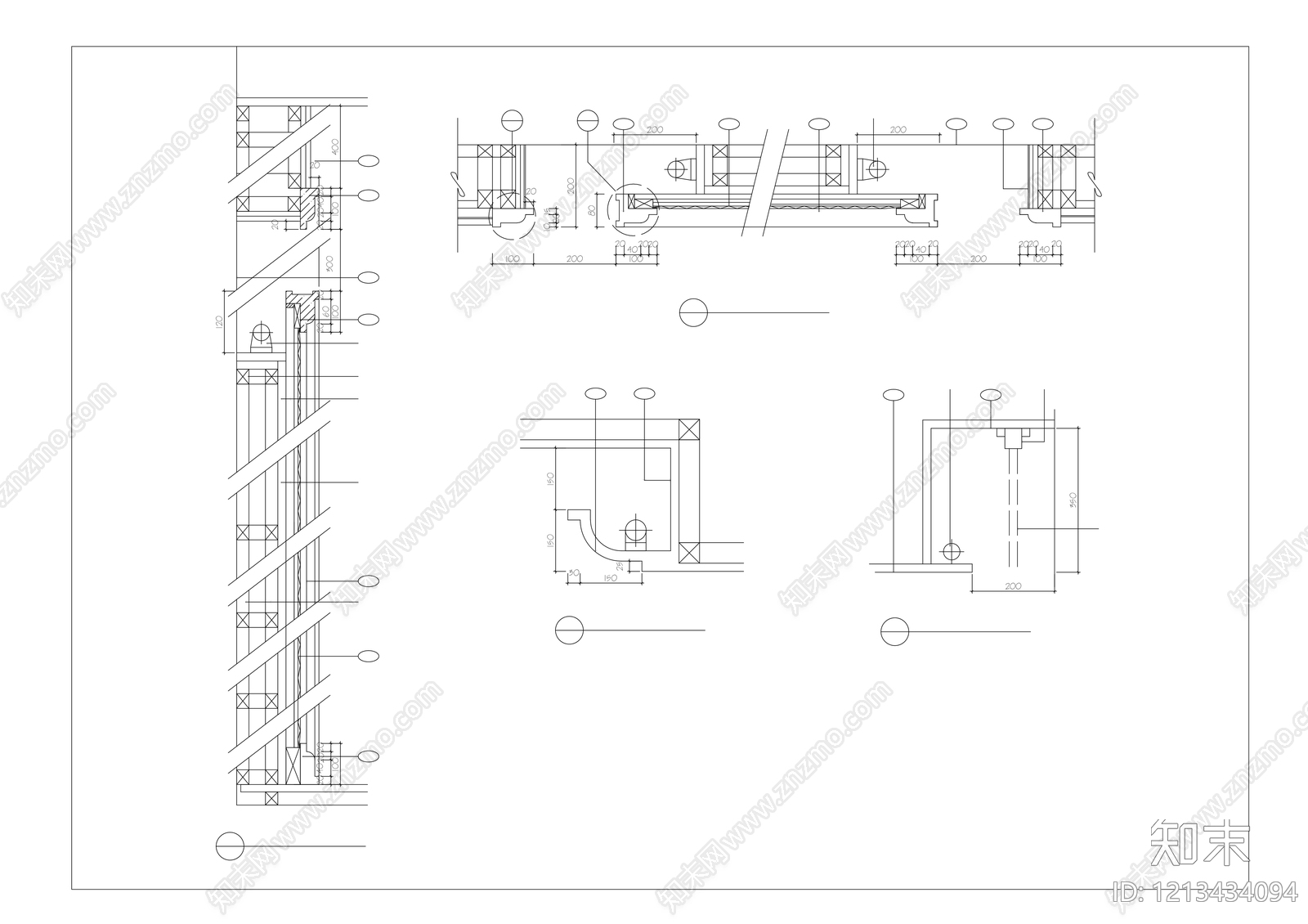 现代舞蹈室cad施工图下载【ID:1213434094】