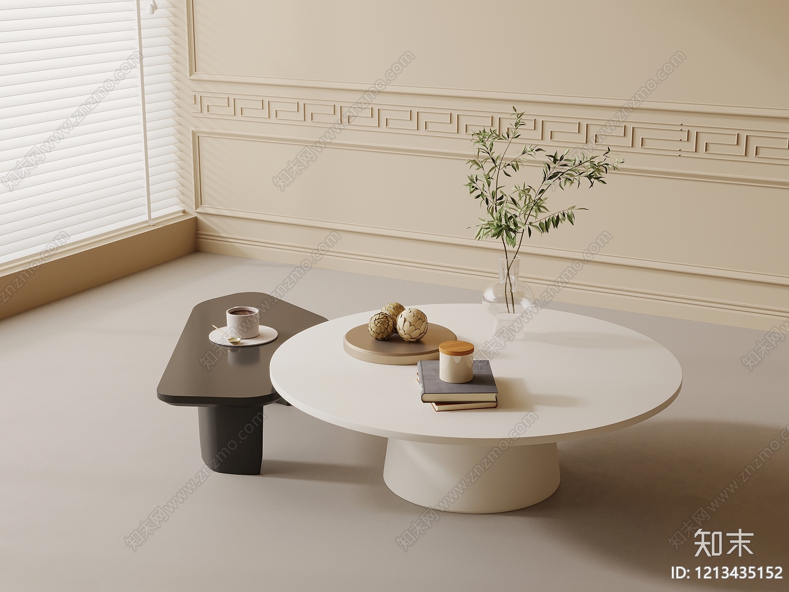 奶油风茶几3D模型下载【ID:1213435152】