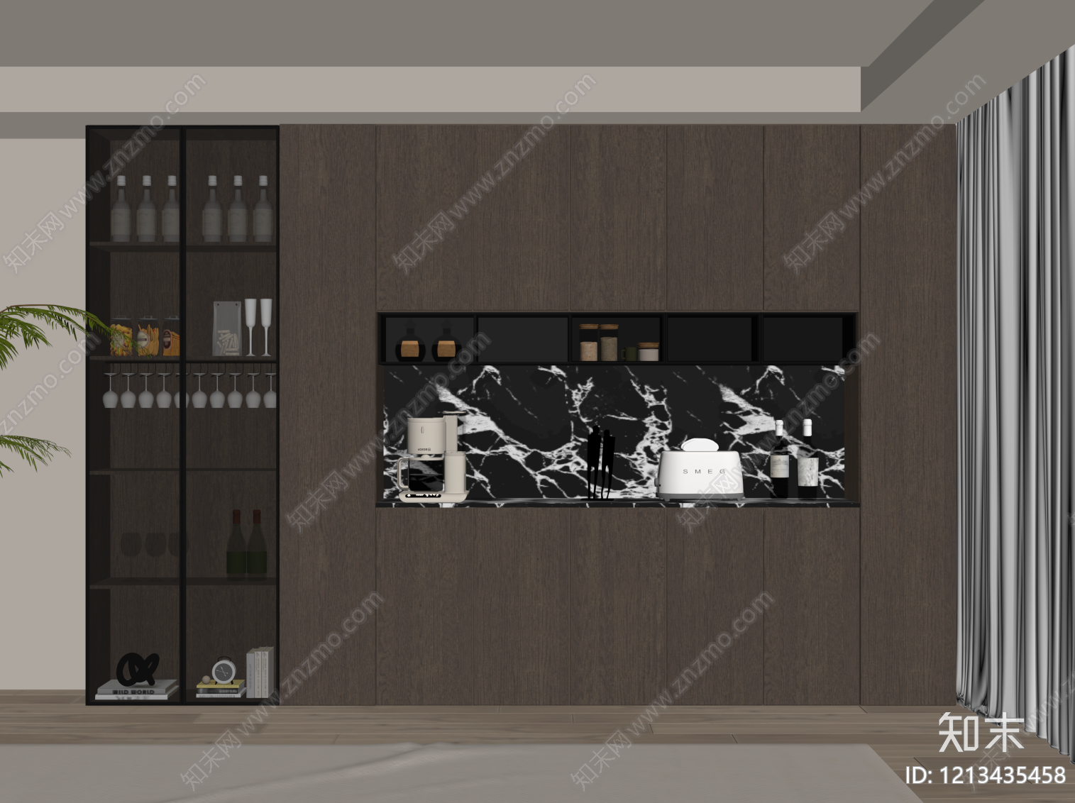 现代简约酒柜SU模型下载【ID:1213435458】