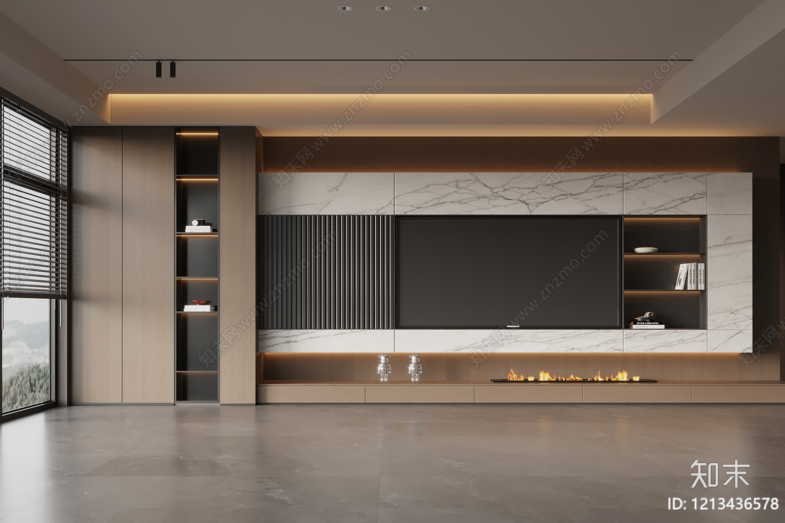 现代极简电视背景墙3D模型下载【ID:1213436578】
