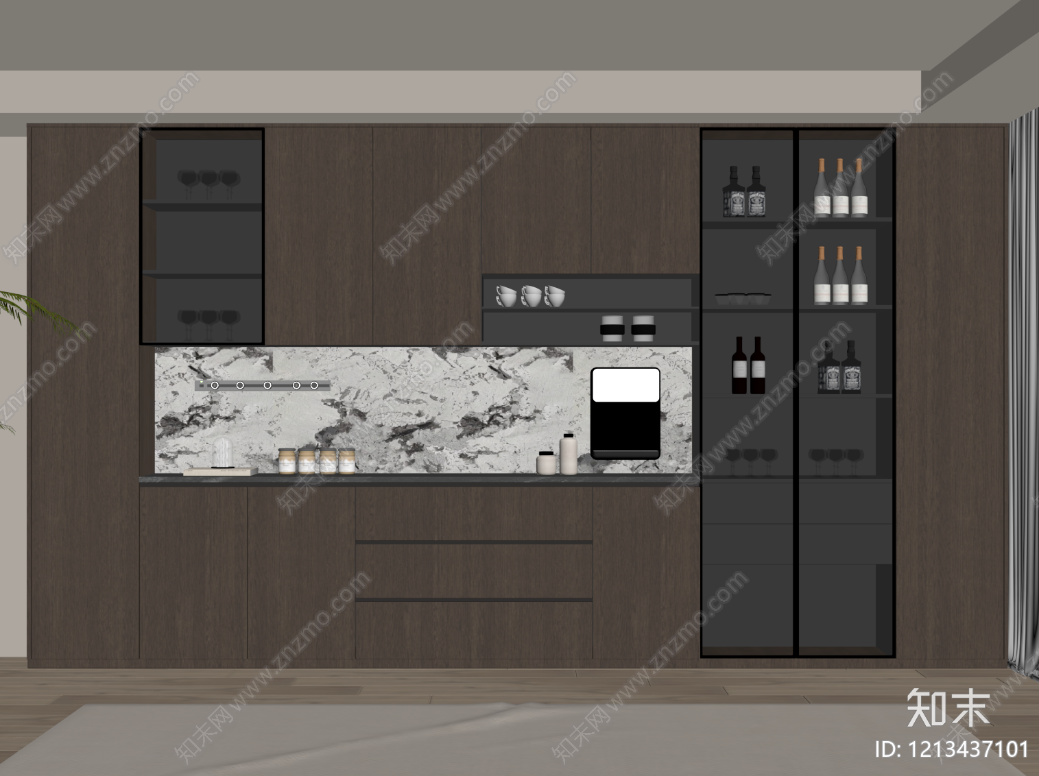 现代简约酒柜SU模型下载【ID:1213437101】
