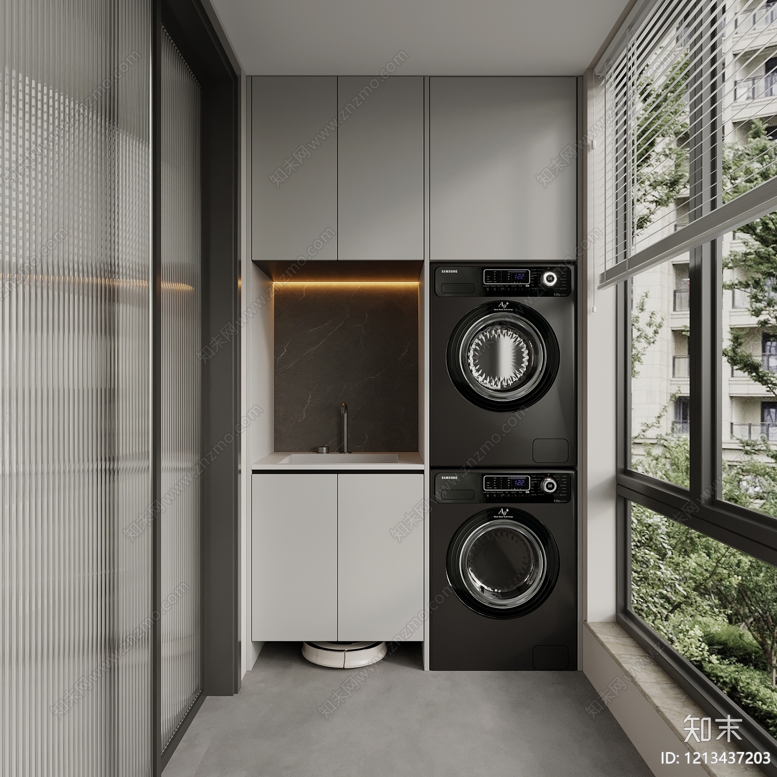 现代简约洗衣机柜3D模型下载【ID:1213437203】