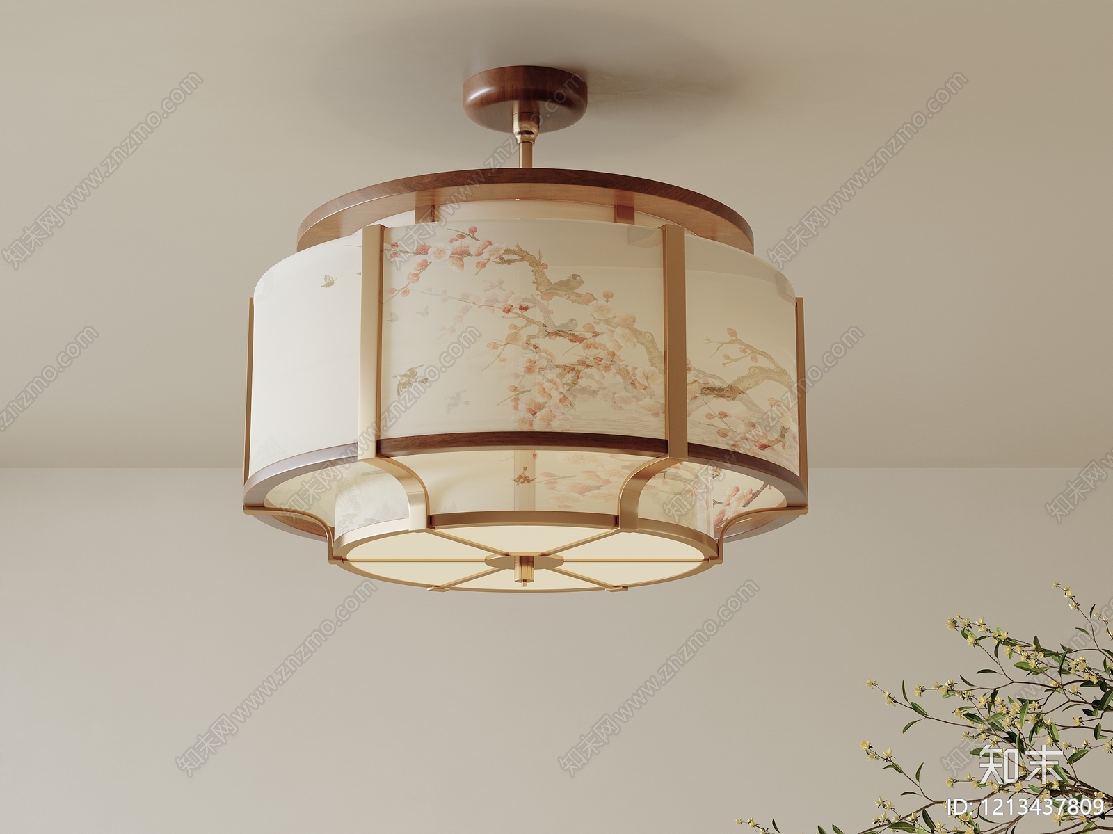 新中式客厅吸顶灯3D模型下载【ID:1213437809】