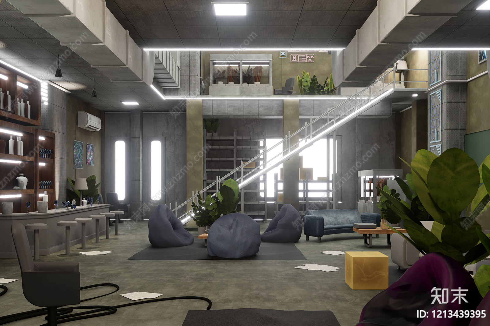 工业风西餐厅3D模型下载【ID:1213439395】