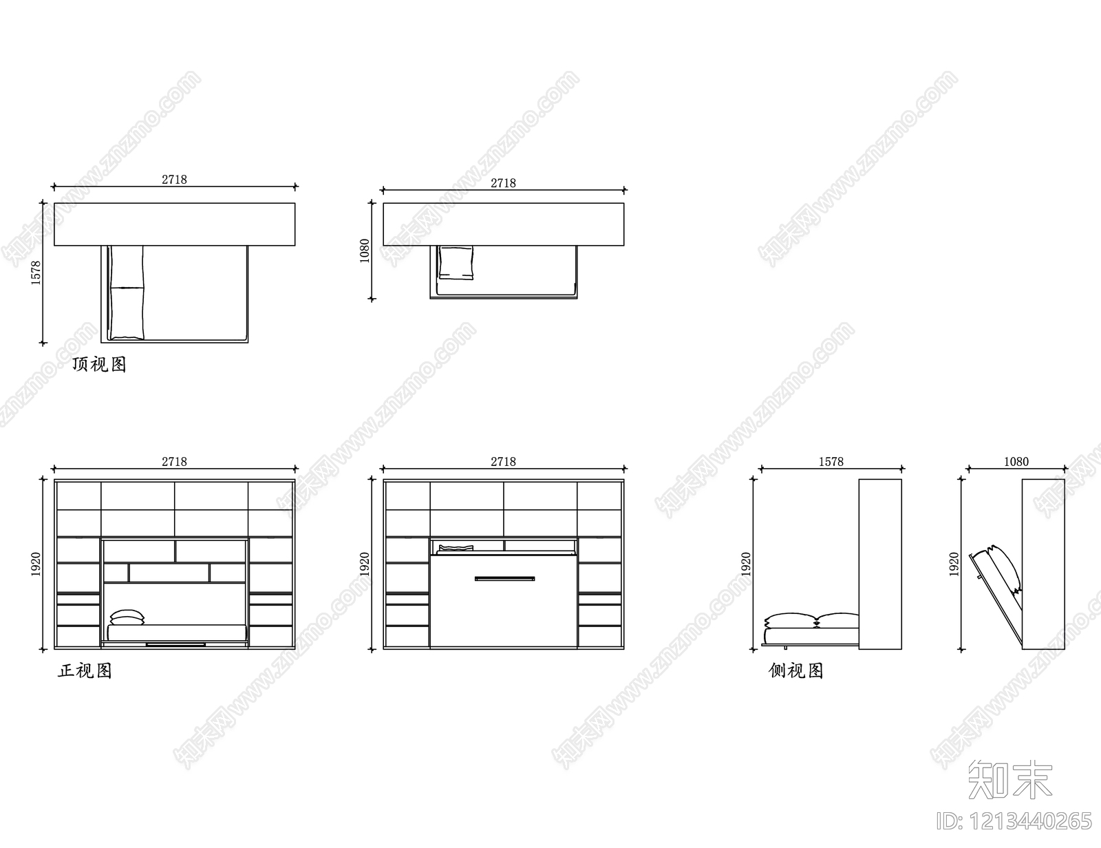 现代床施工图下载【ID:1213440265】