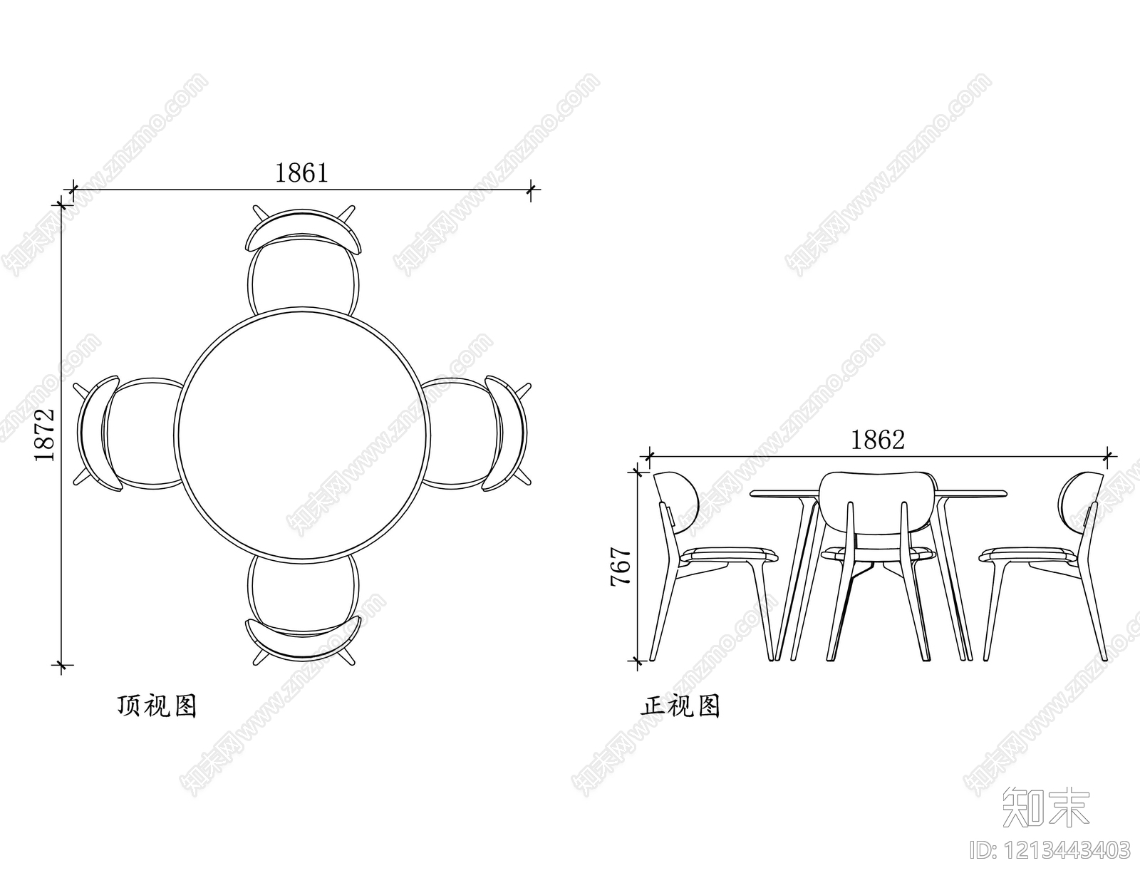 现代桌椅施工图下载【ID:1213443403】