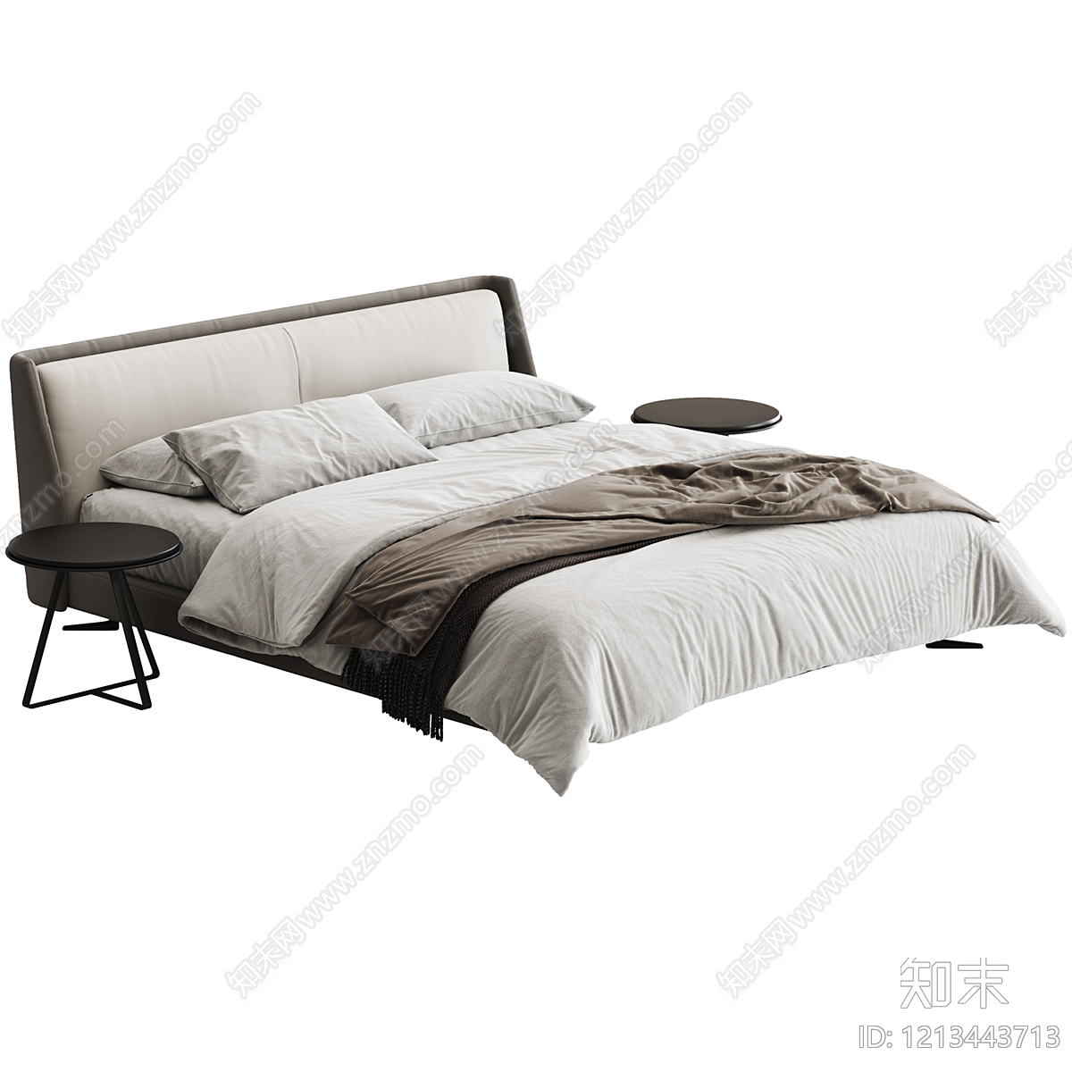意式极简双人床3D模型下载【ID:1213443713】