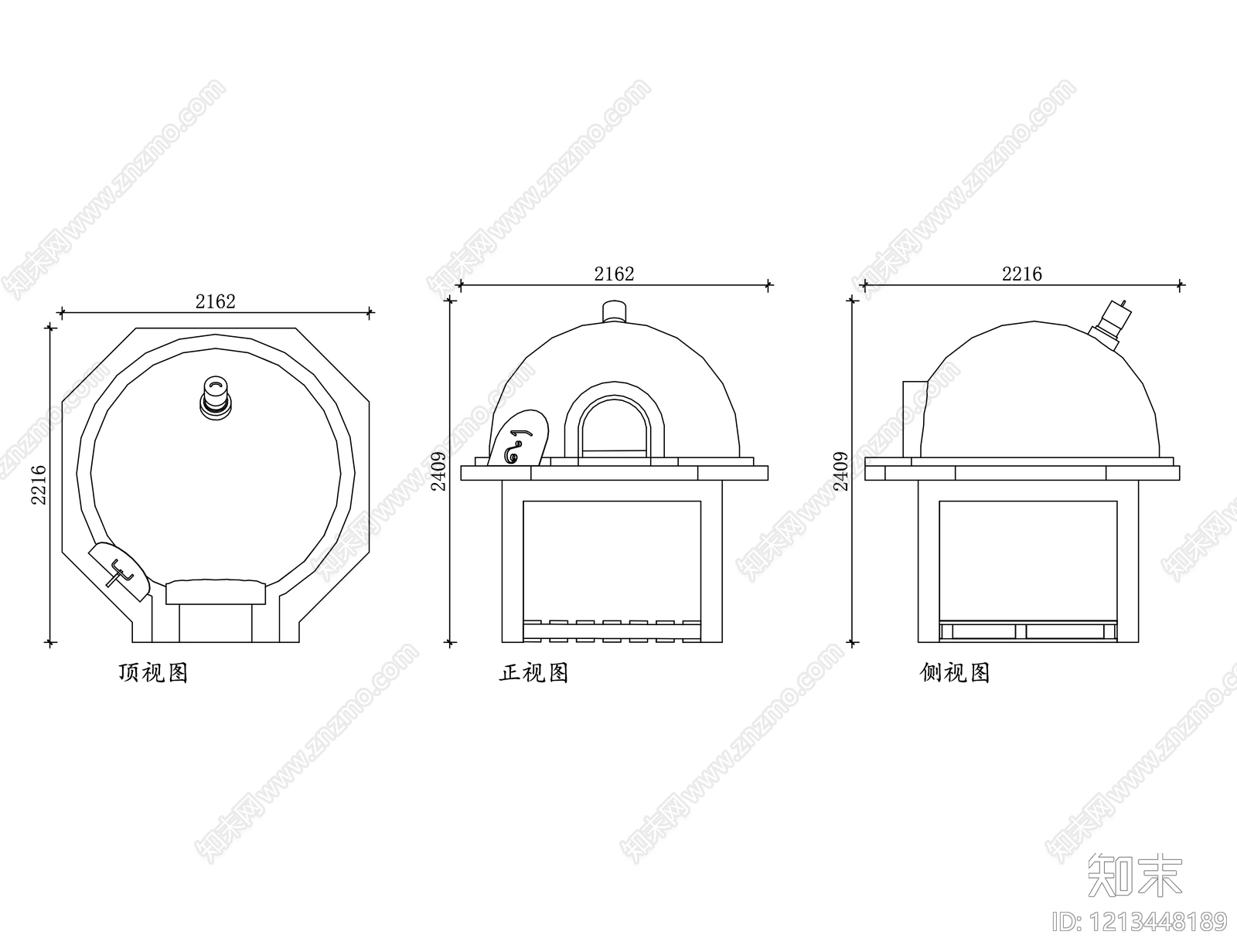 现代厨房设施施工图下载【ID:1213448189】