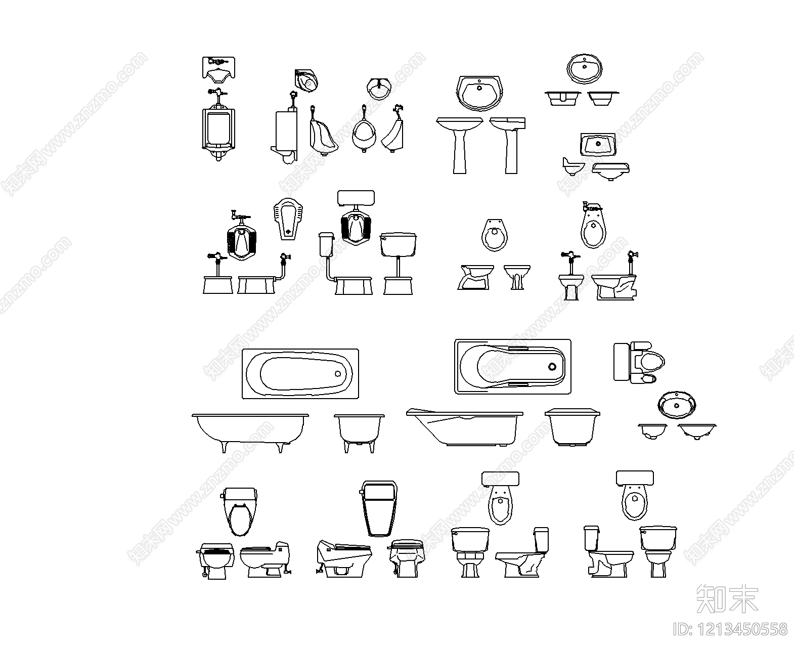 现代简约卫浴设施施工图下载【ID:1213450558】