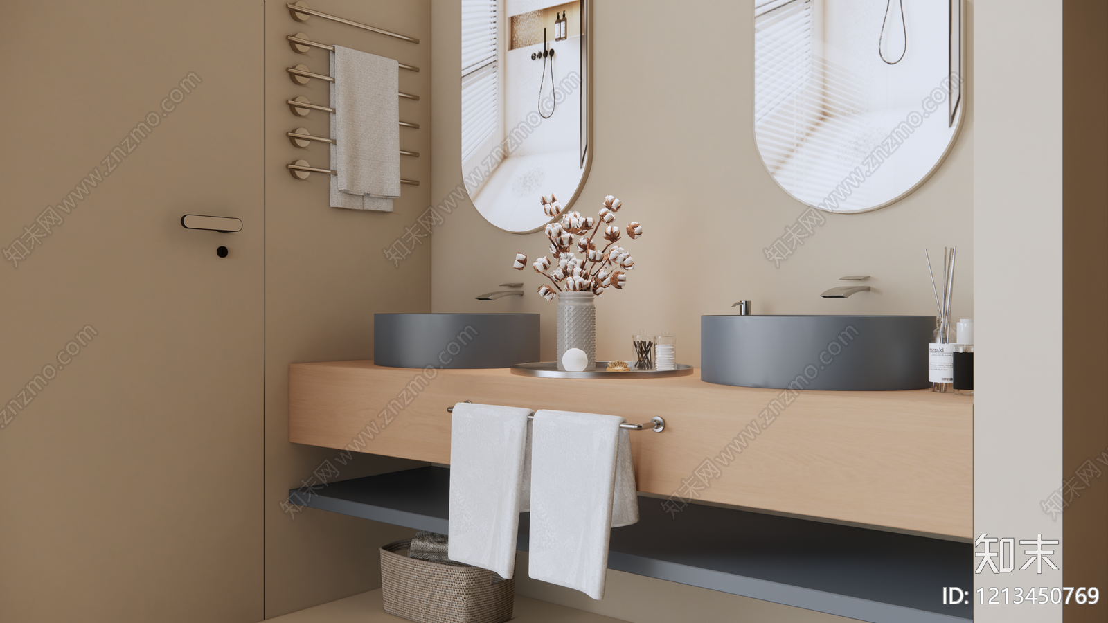 奶油风卫生间3D模型下载【ID:1213450769】