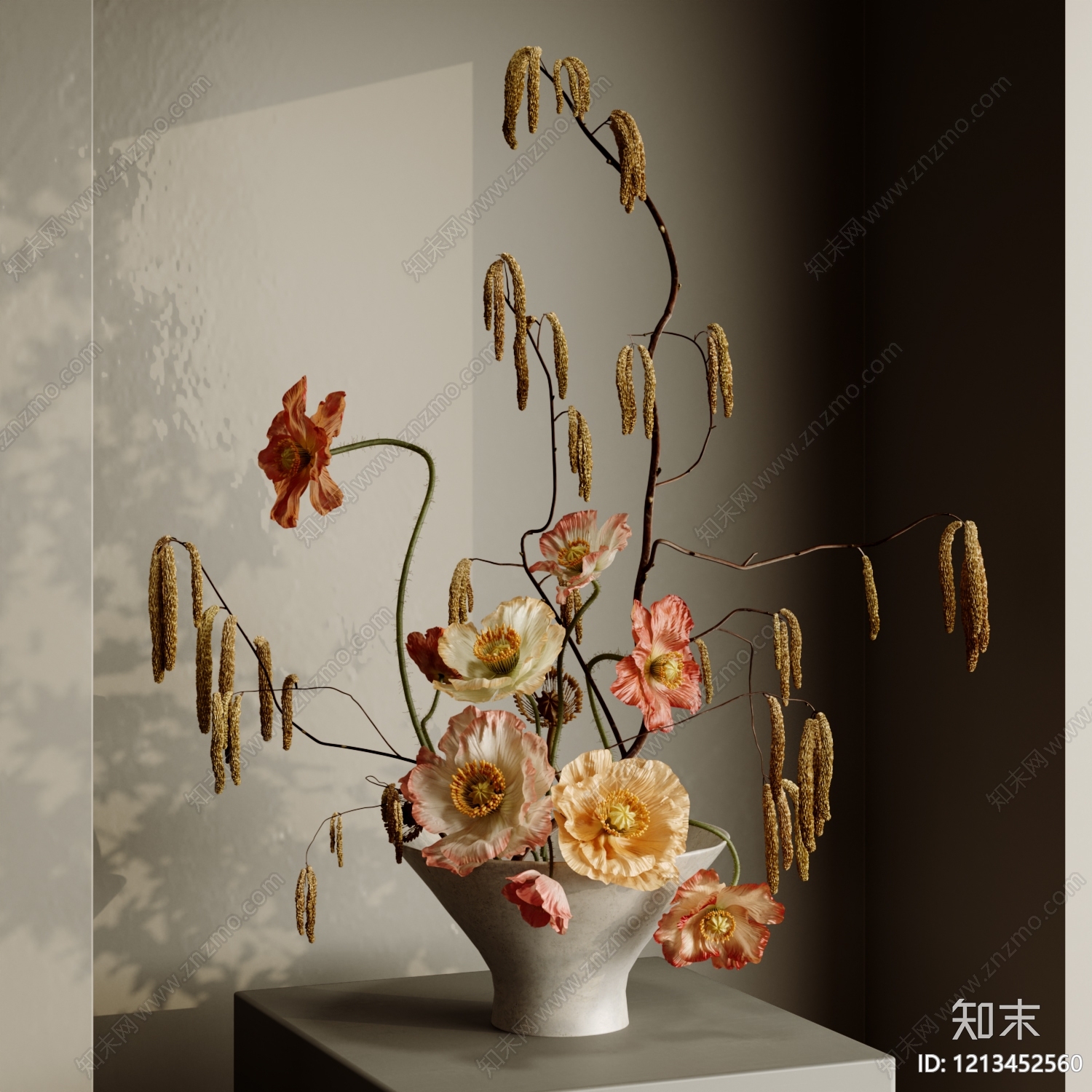 侘寂风花艺SU模型下载【ID:1213452560】