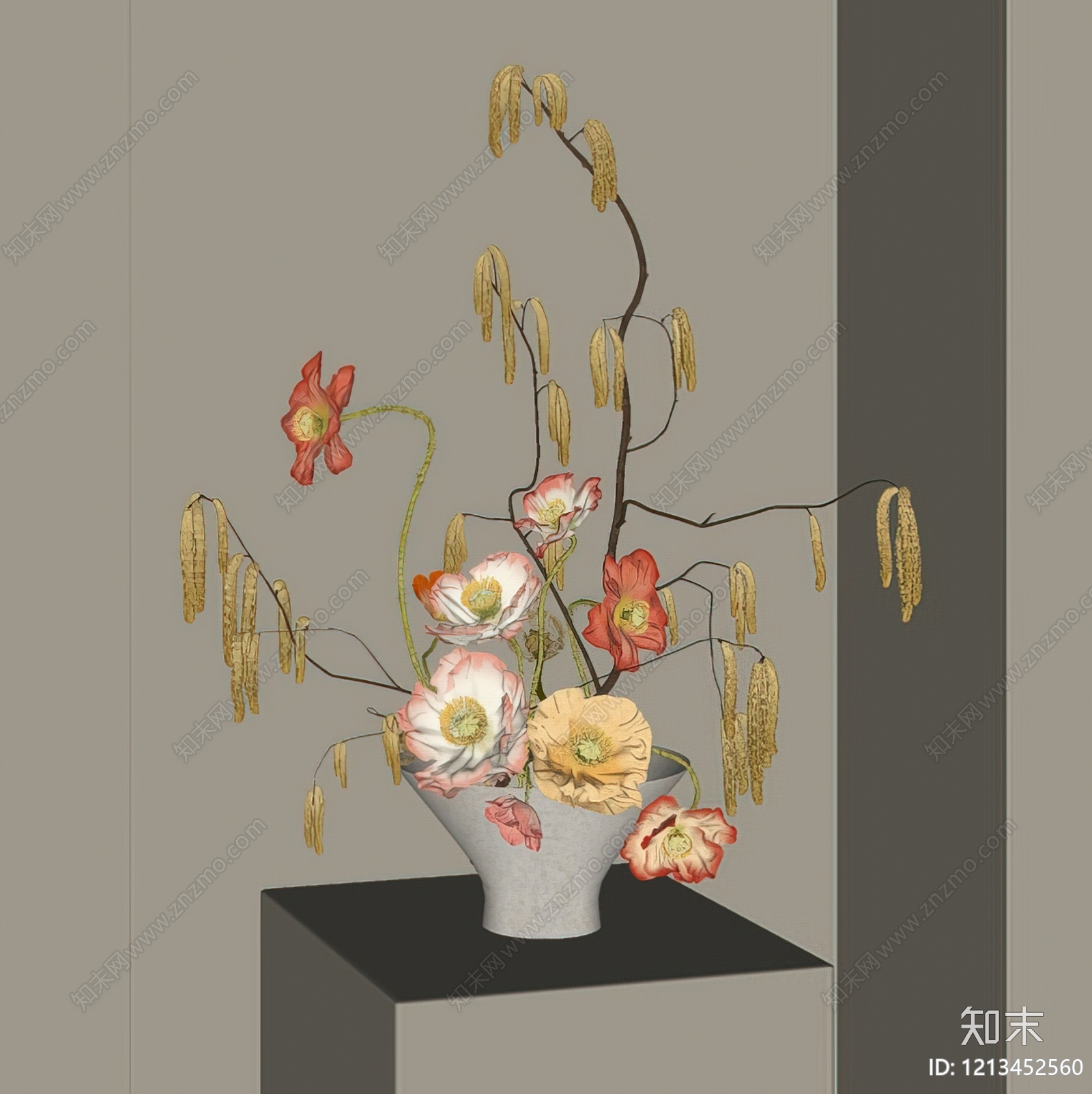 侘寂风花艺SU模型下载【ID:1213452560】