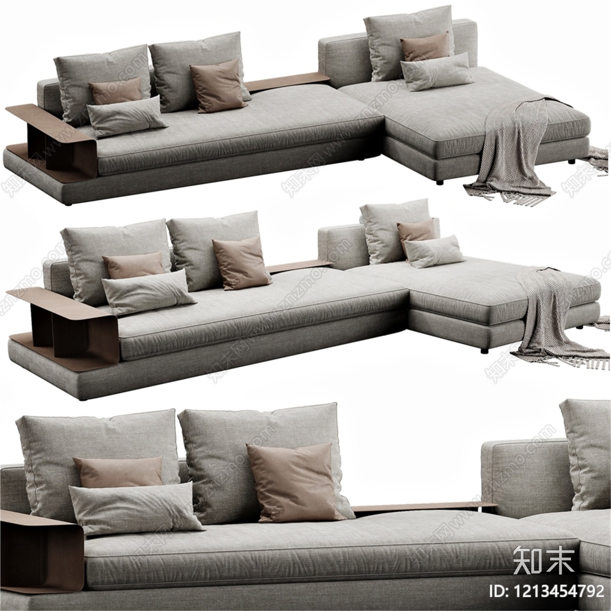 意式极简沙发组合3D模型下载【ID:1213454792】