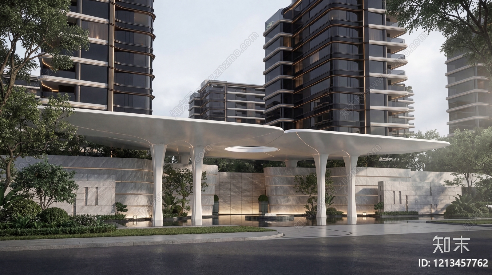 现代极简入口大门SU模型下载【ID:1213457762】