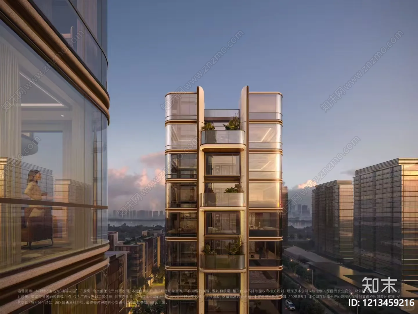 现代轻奢别墅建筑下载【ID:1213459216】