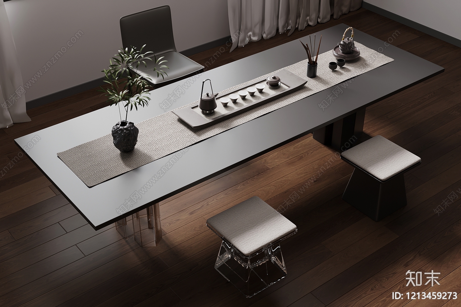 新中式茶桌椅3D模型下载【ID:1213459273】