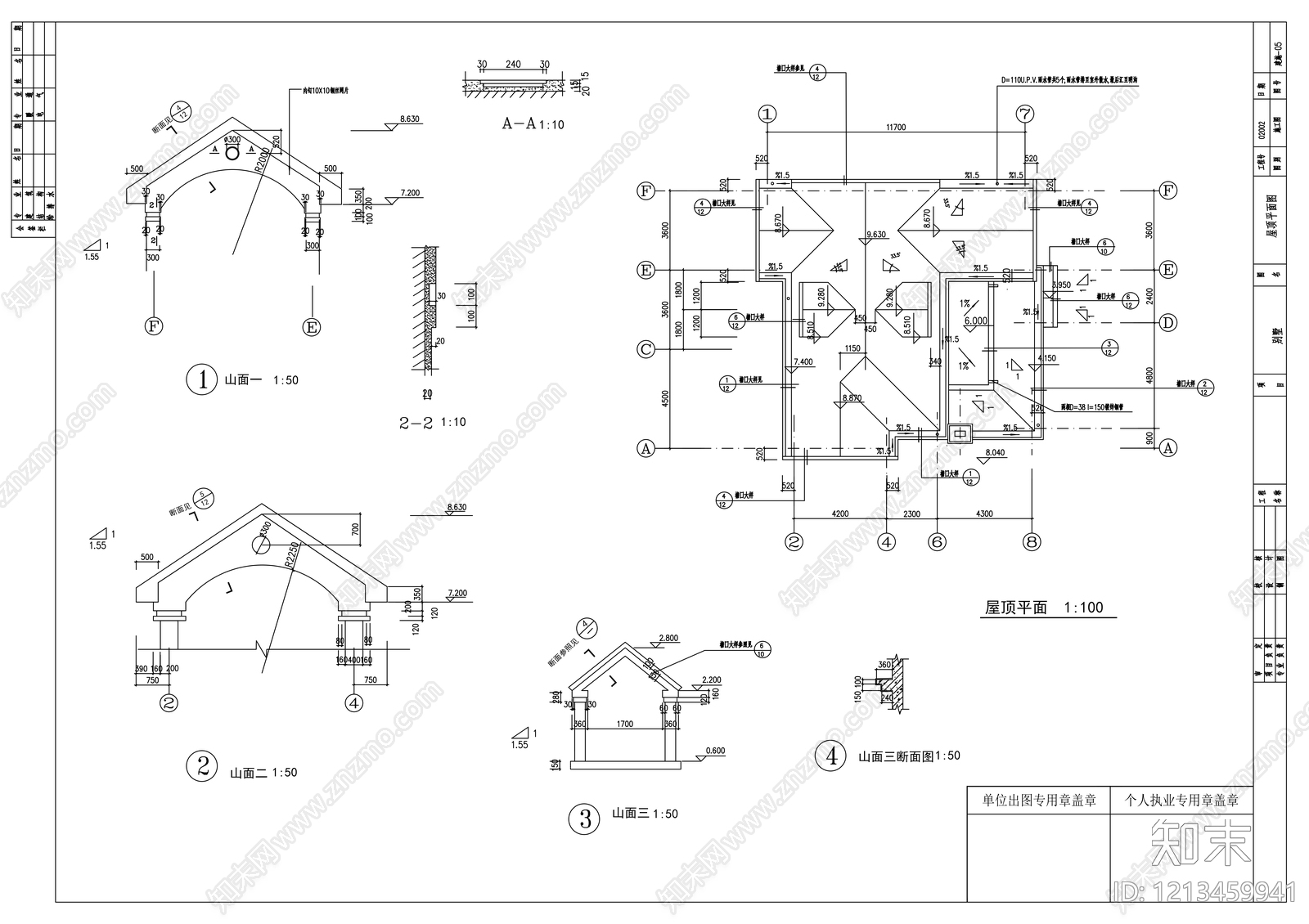 欧式别墅建筑cad施工图下载【ID:1213459941】