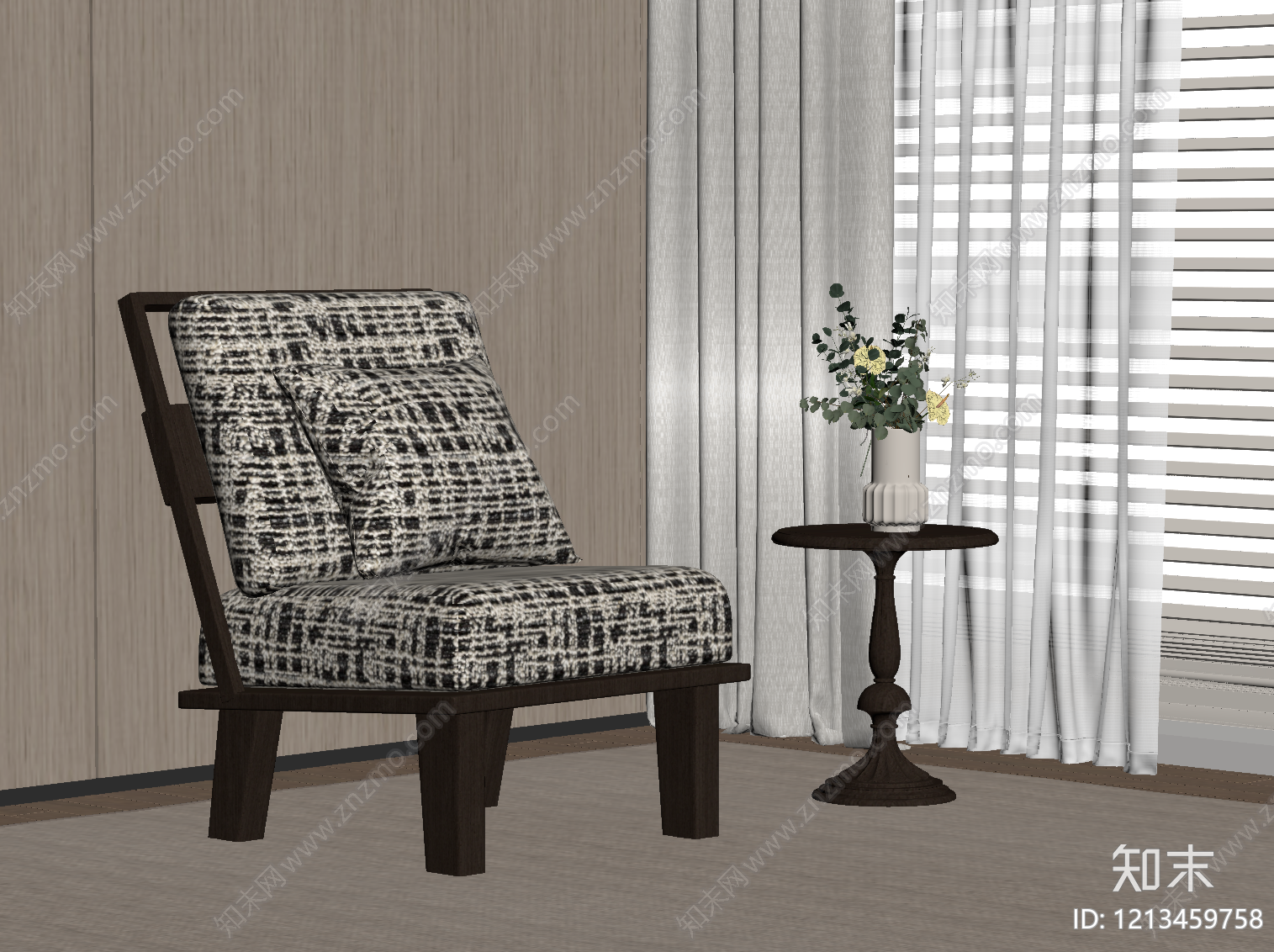 现代休闲椅SU模型下载【ID:1213459758】